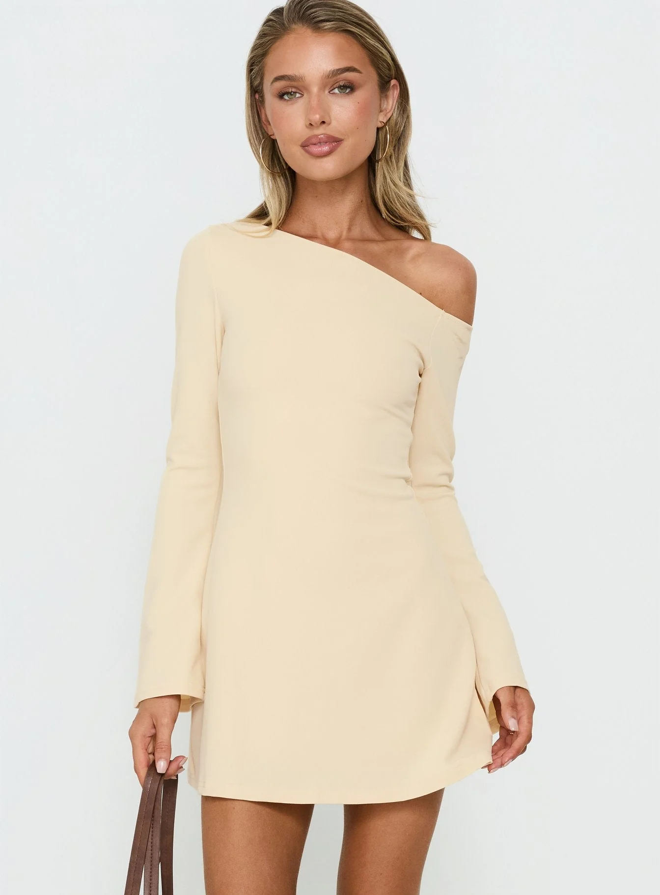 Adrietta Long Sleeve Off Shoulder Mini Dress Butter - Image 2
