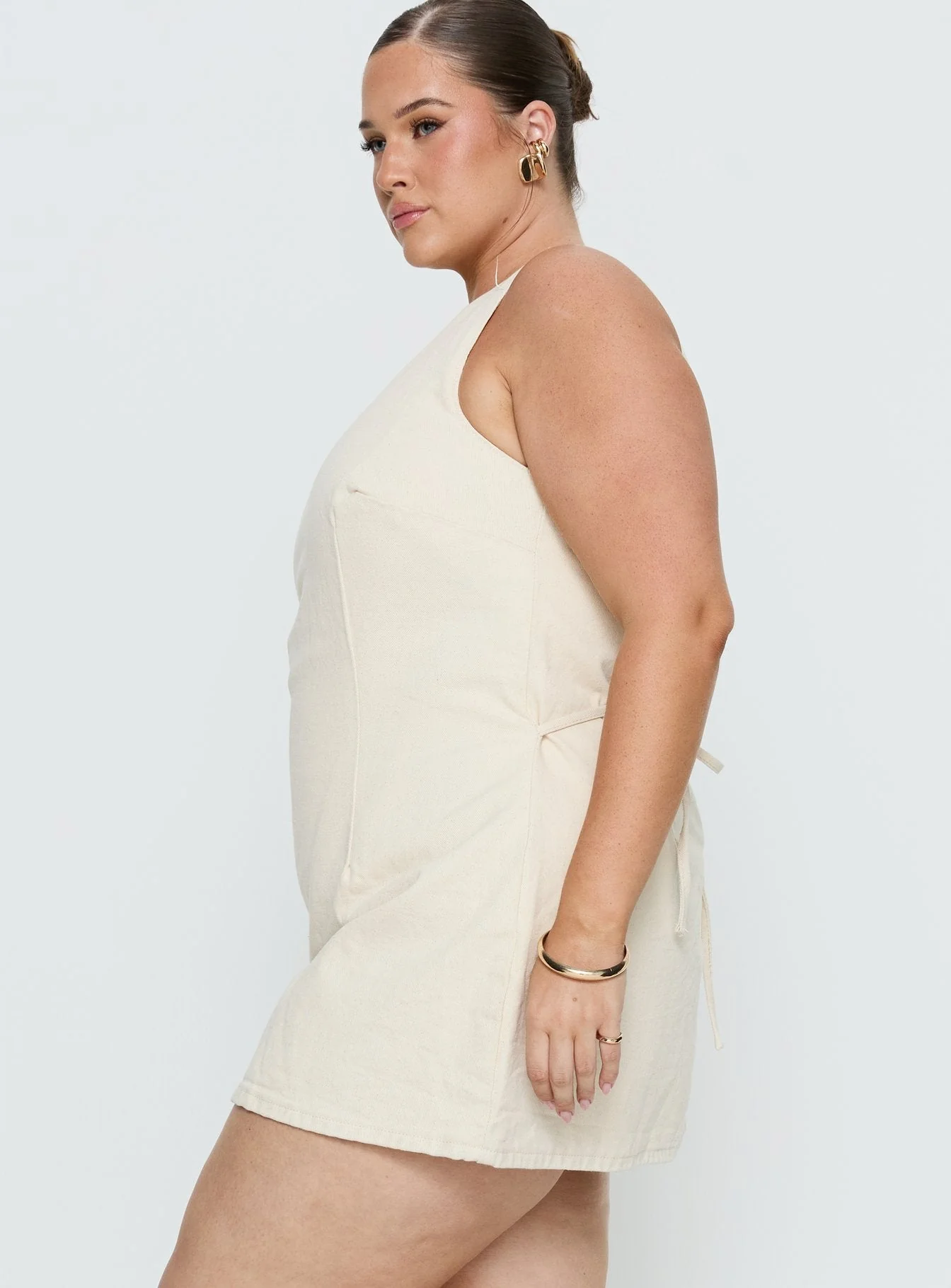 Ainsleigh Shift Denim Playsuit Ecru Wash Curve - Image 4