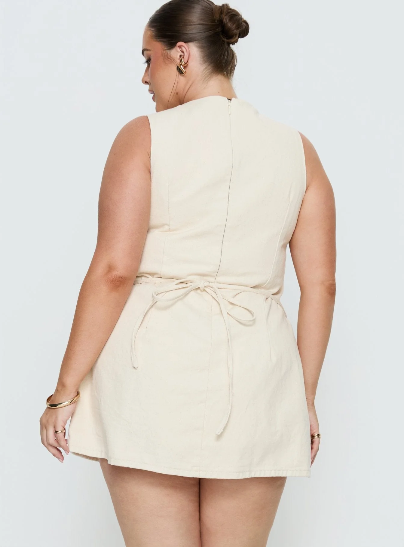 Ainsleigh Shift Denim Playsuit Ecru Wash Curve - Image 5