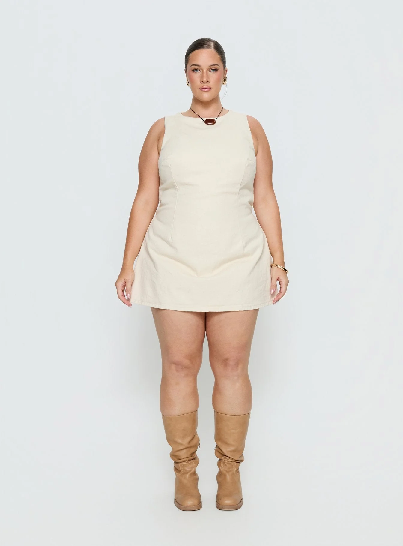 Ainsleigh Shift Denim Playsuit Ecru Wash Curve - Image 7