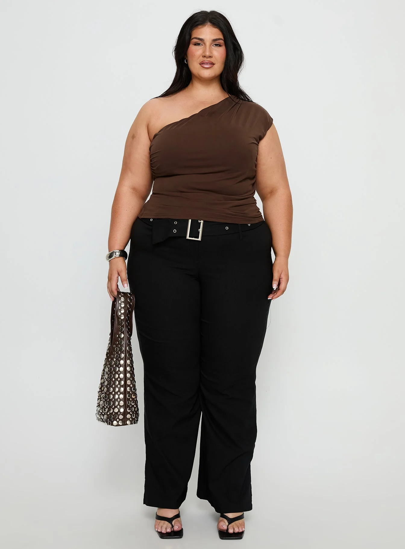 Amelyn One Shoulder Top Brown Curve - Image 6