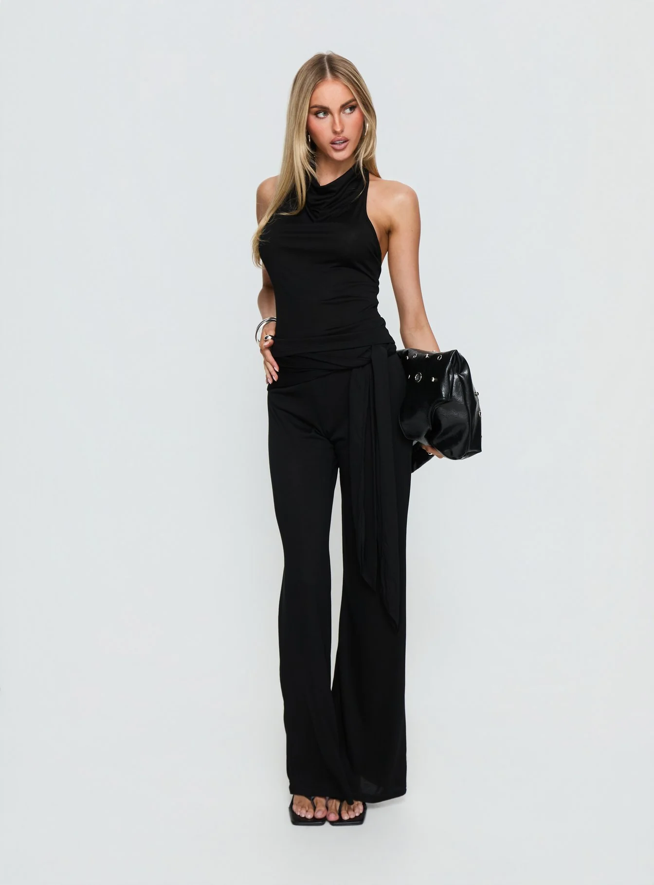 Katiana Wrap Jersey Pants Black - Image 3