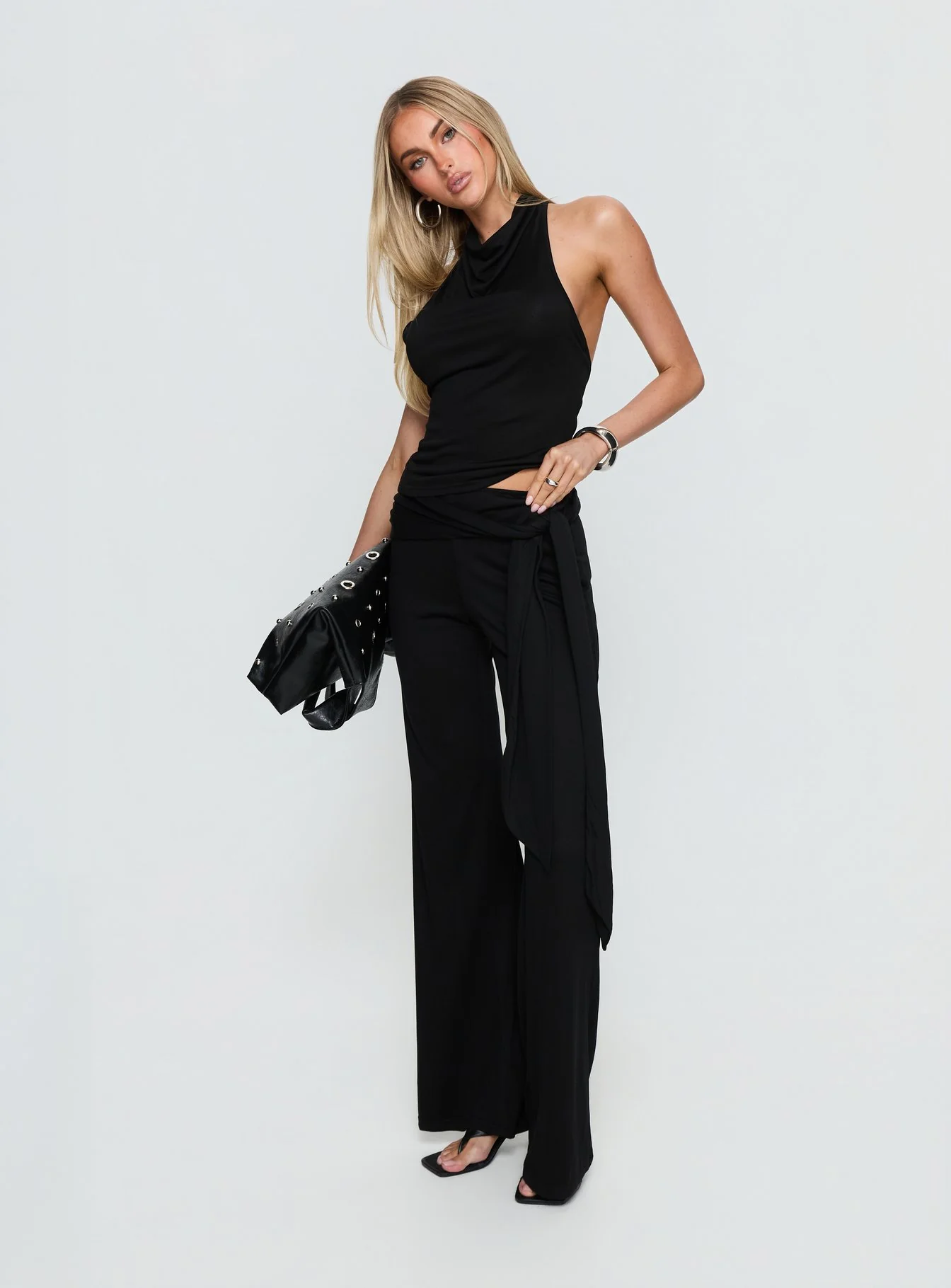 Katiana Wrap Jersey Pants Black - Image 4