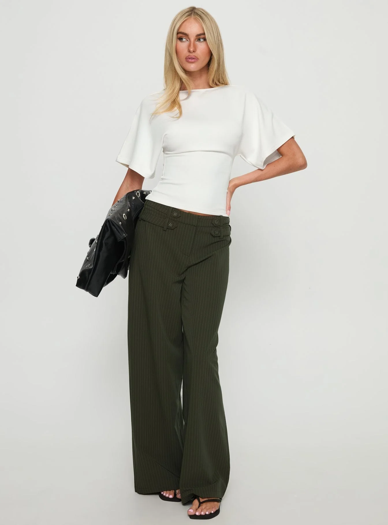Arazia Cinched Short Sleeve Top White - Image 3