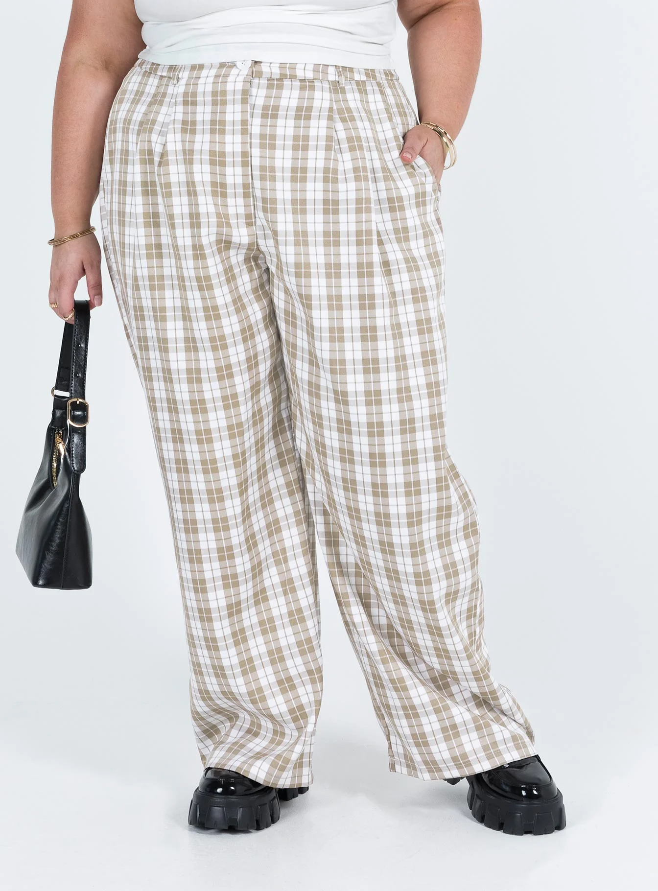 Archer Pants Beige Plaid Curve - Image 2