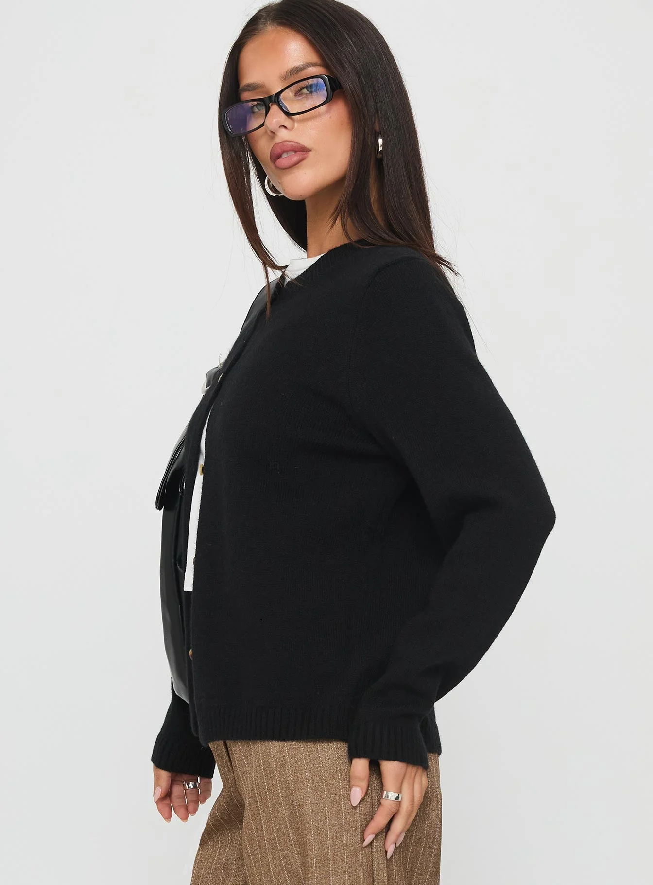 Arica Button Up Knit Cardigan Black - Image 3
