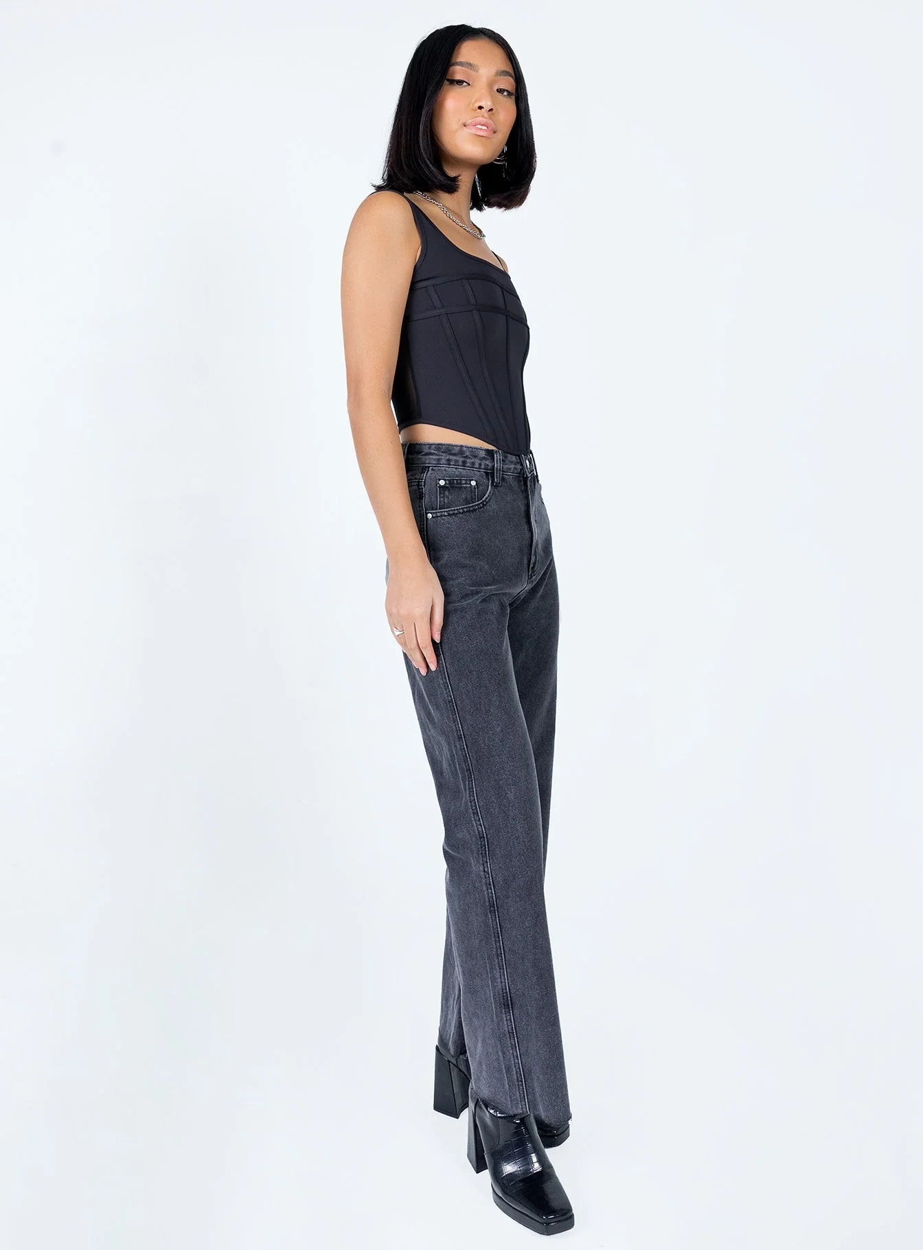 Arlington High Rise Straight Leg Denim Jeans Black - Image 9