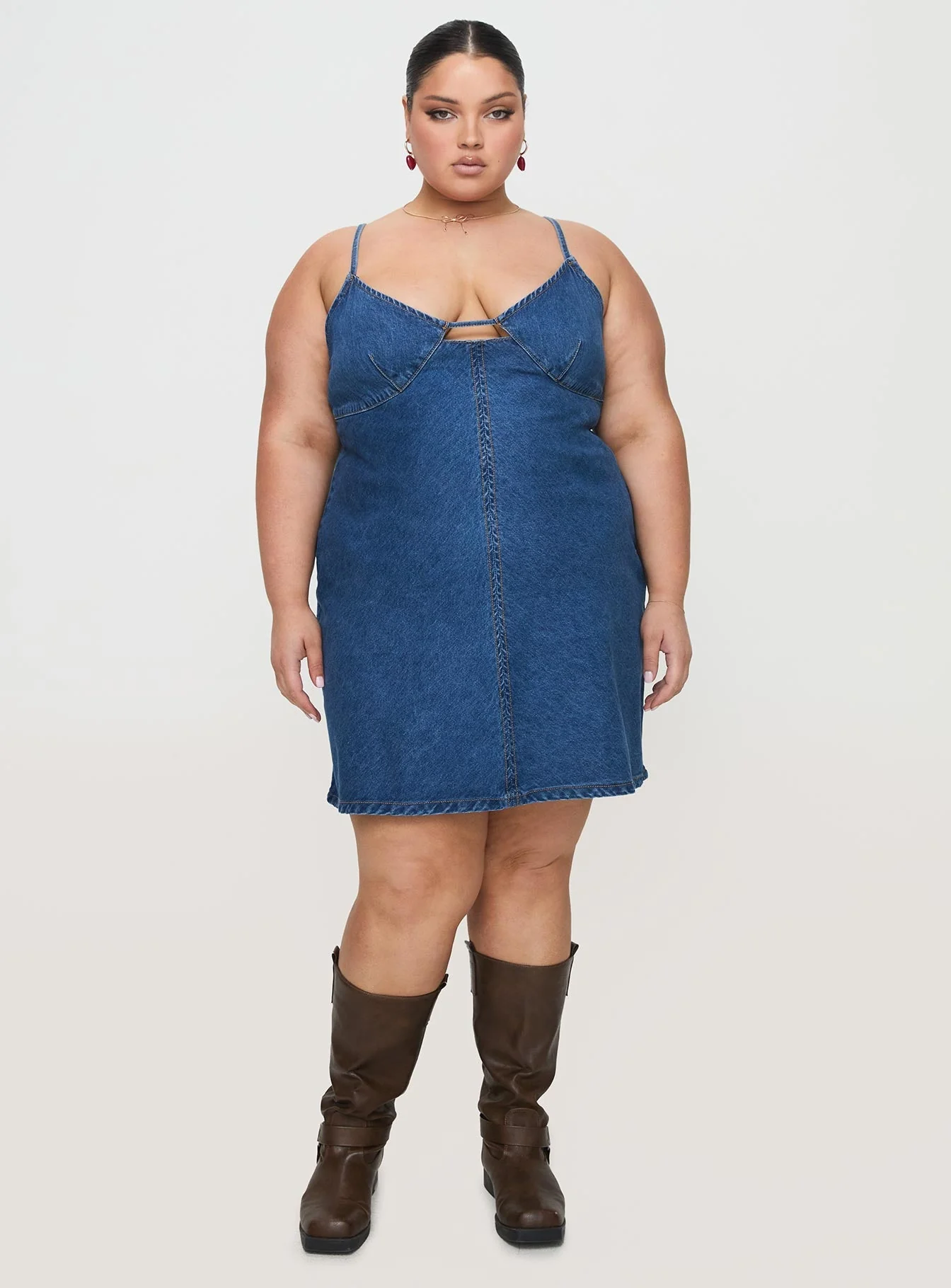 Arwen Denim Mini Dress Blue Curve - Image 2
