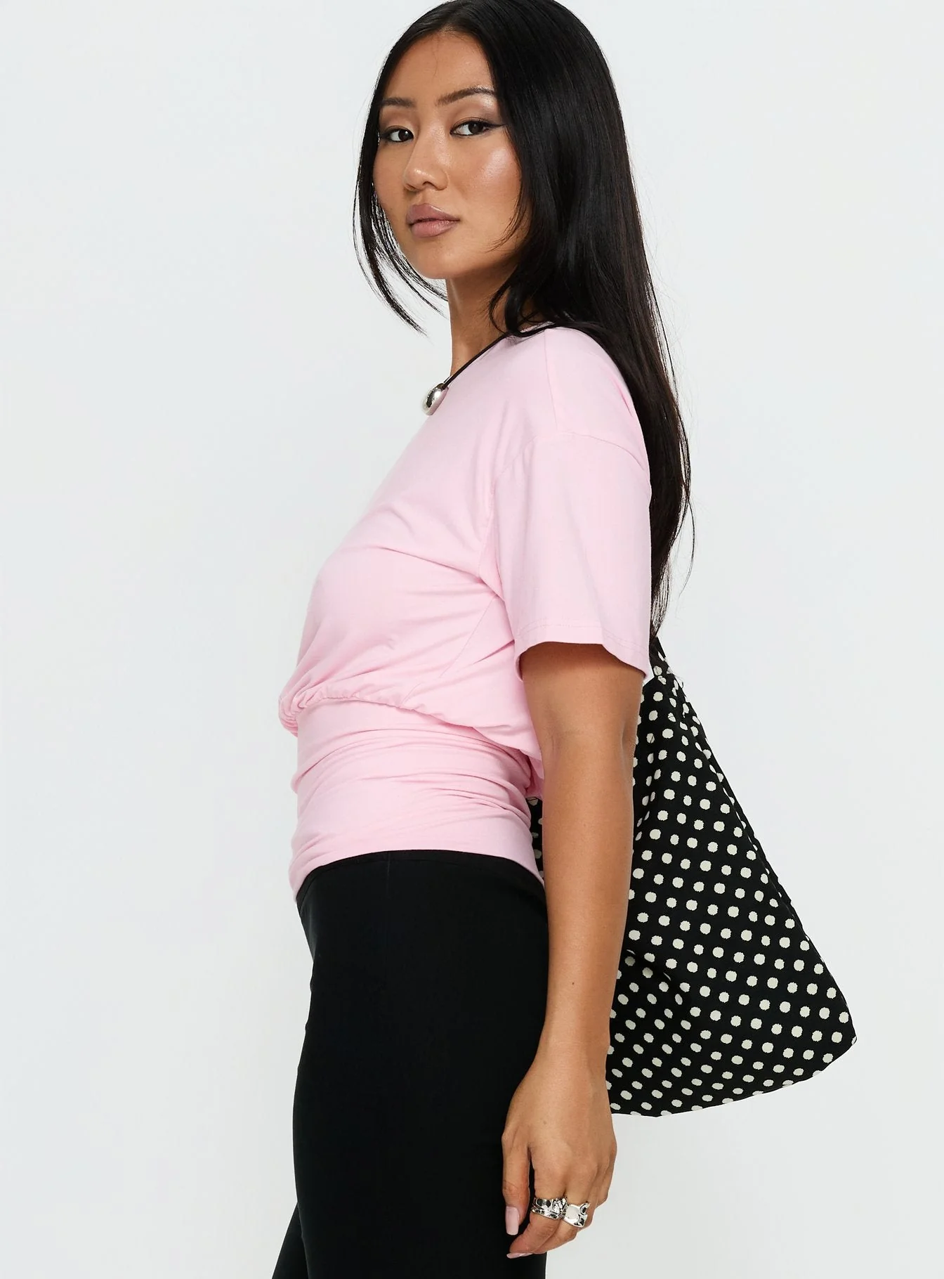 Ashlinn Off Shoulder Drapey Top Baby Pink - Image 4