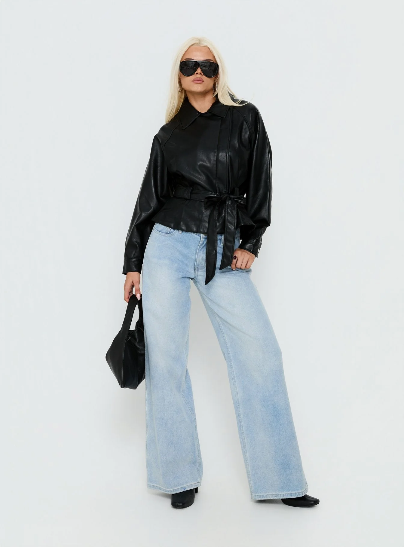 Authenticity Wrap Faux Leather Jacket Black - Image 3