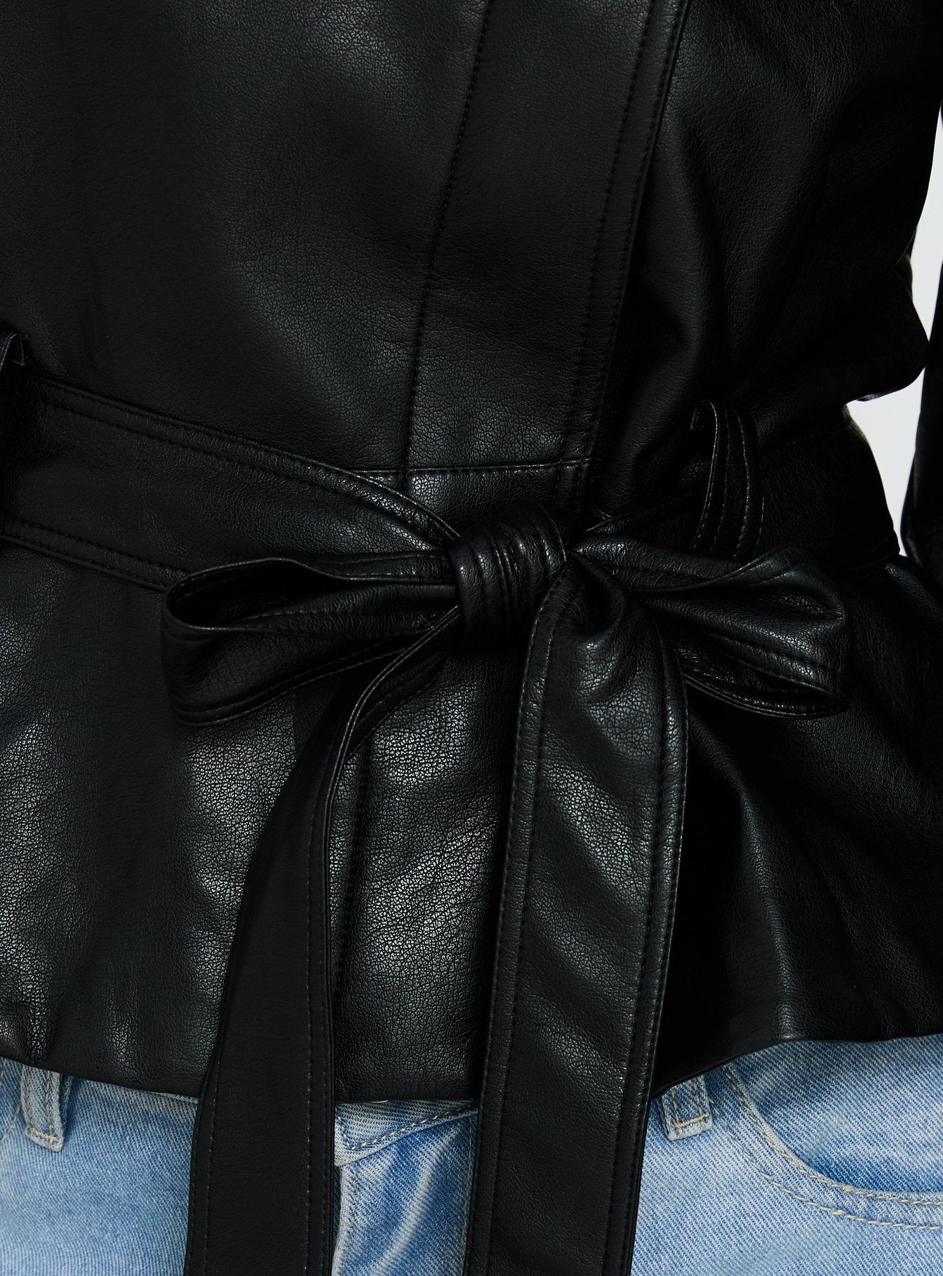 Authenticity Wrap Faux Leather Jacket Black - Image 7
