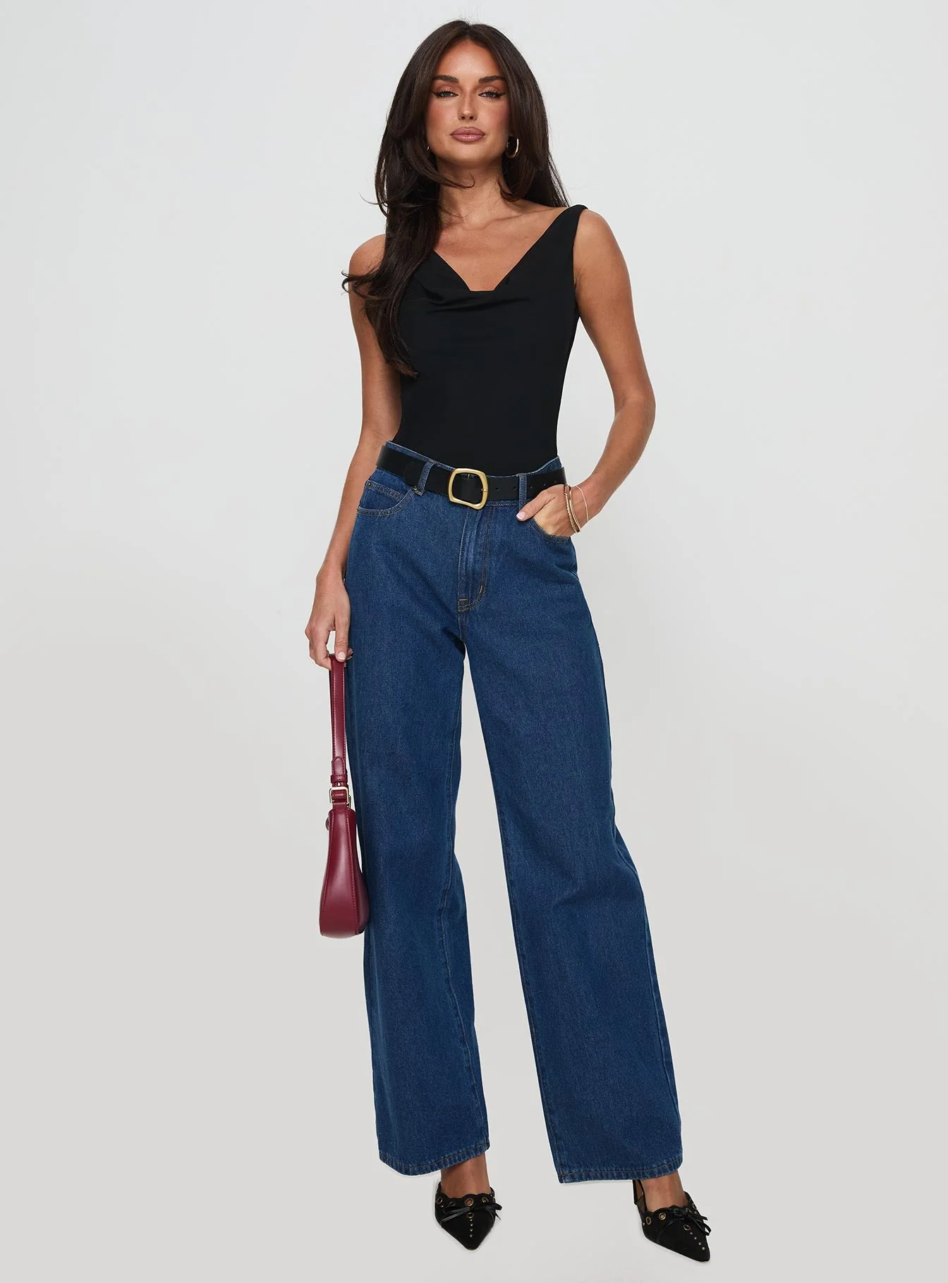 Axton Cowl Neck Bodysuit Black - Image 3