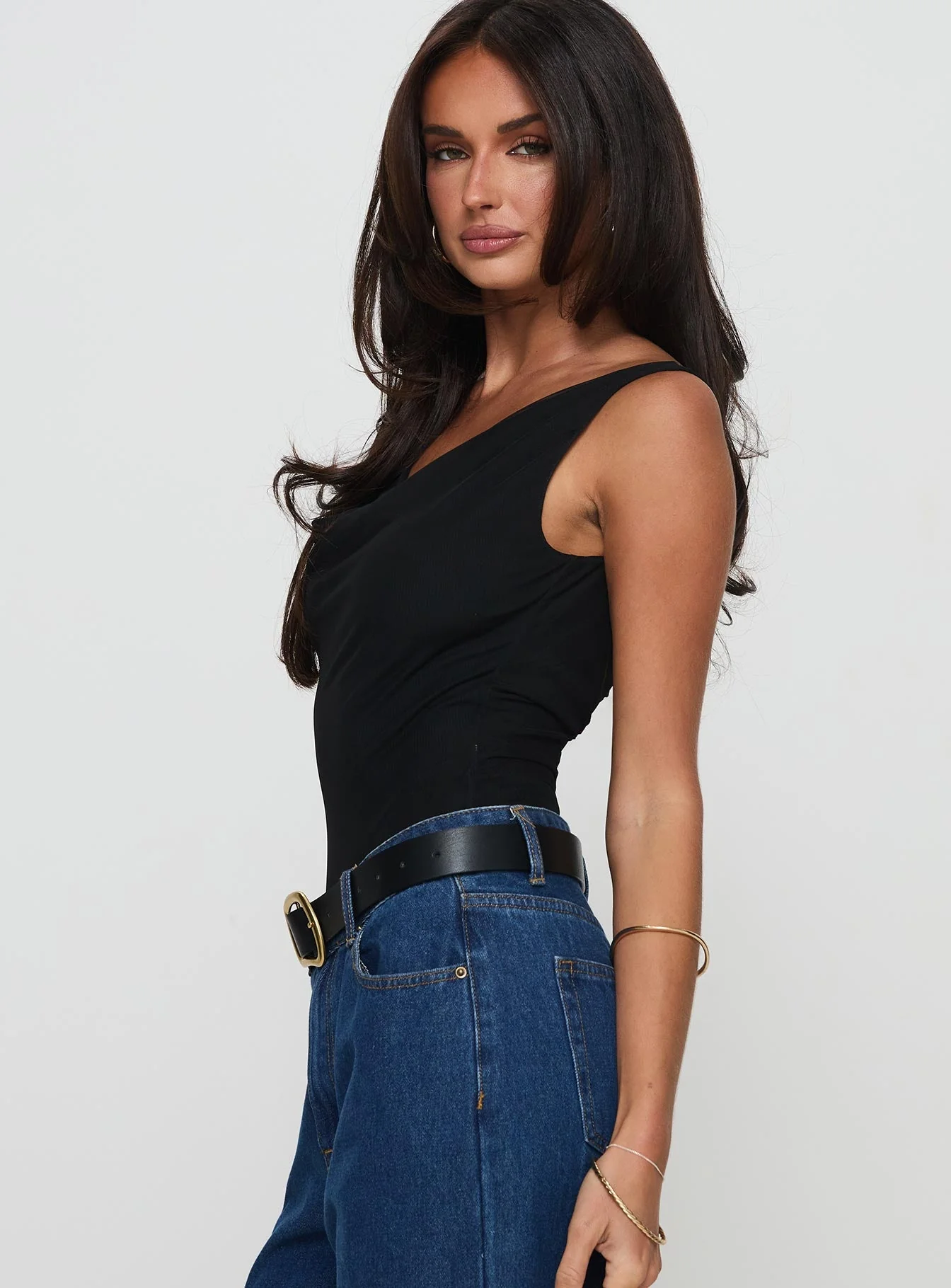 Axton Cowl Neck Bodysuit Black - Image 4