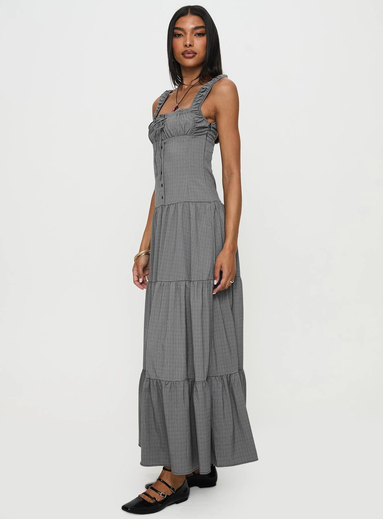 Ballerina Maxi Dress Onyx Gingham - Image 4