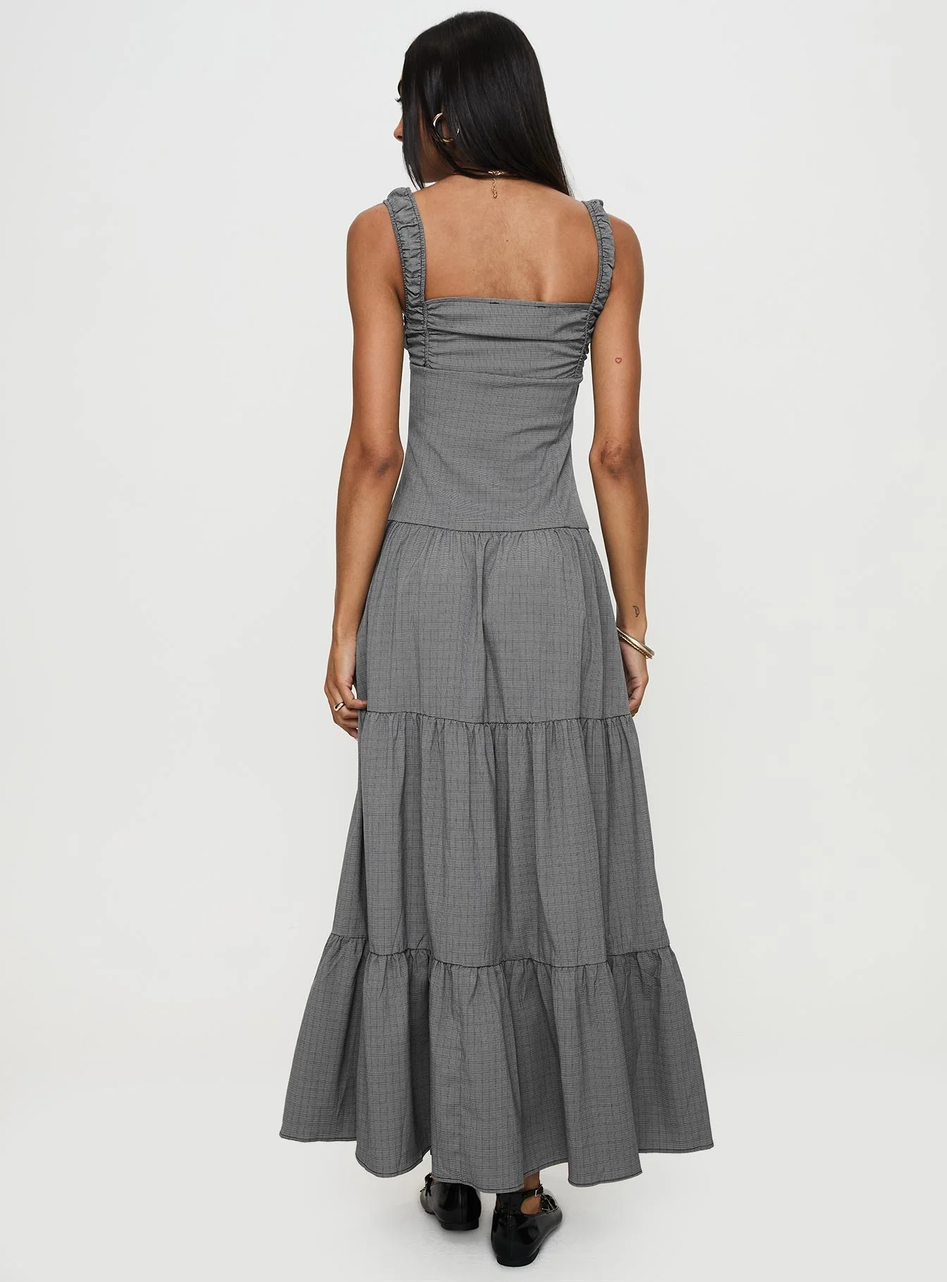 Ballerina Maxi Dress Onyx Gingham - Image 5