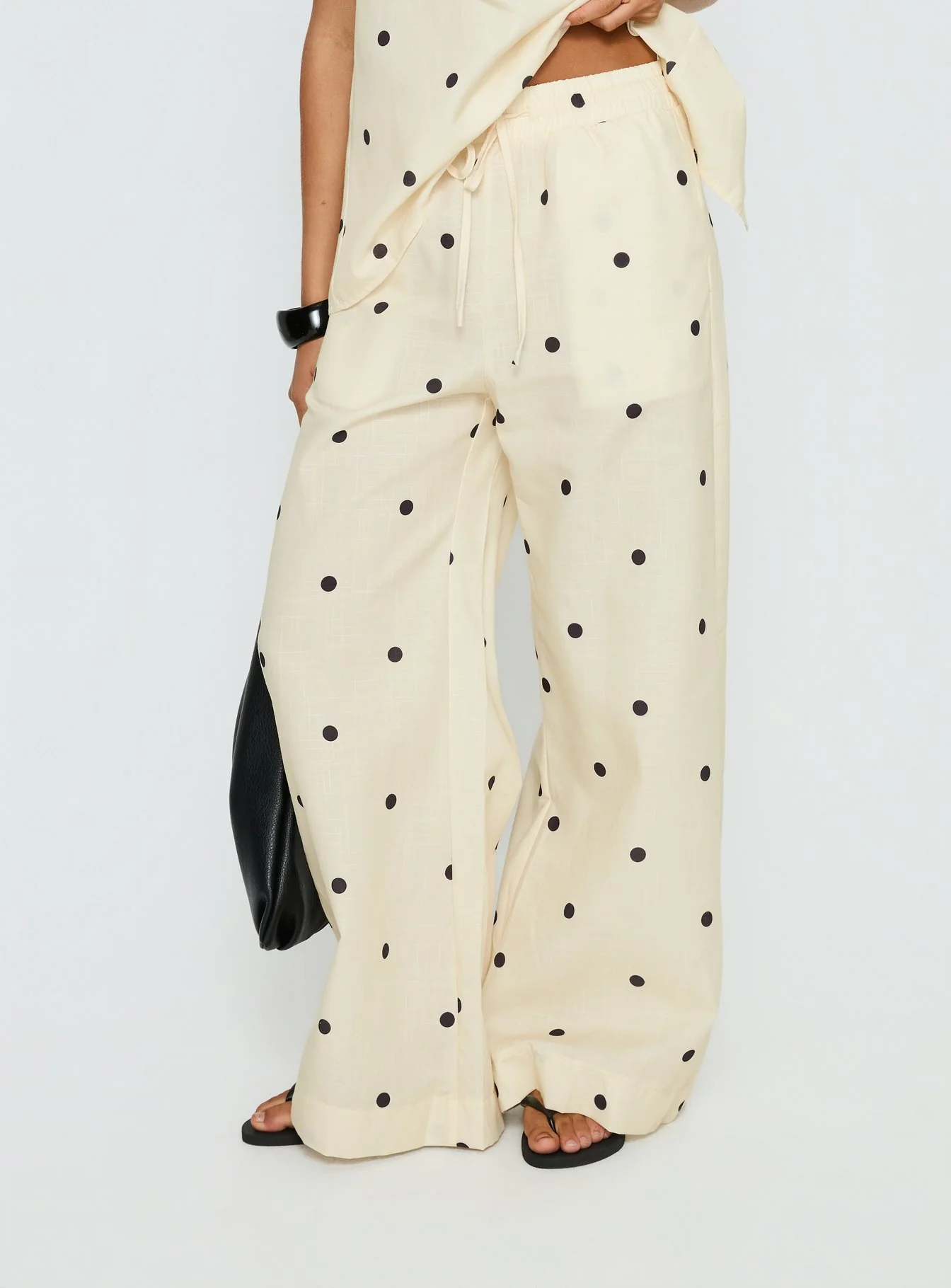Bellara Tie Waist Pants Yellow Polka - Image 2
