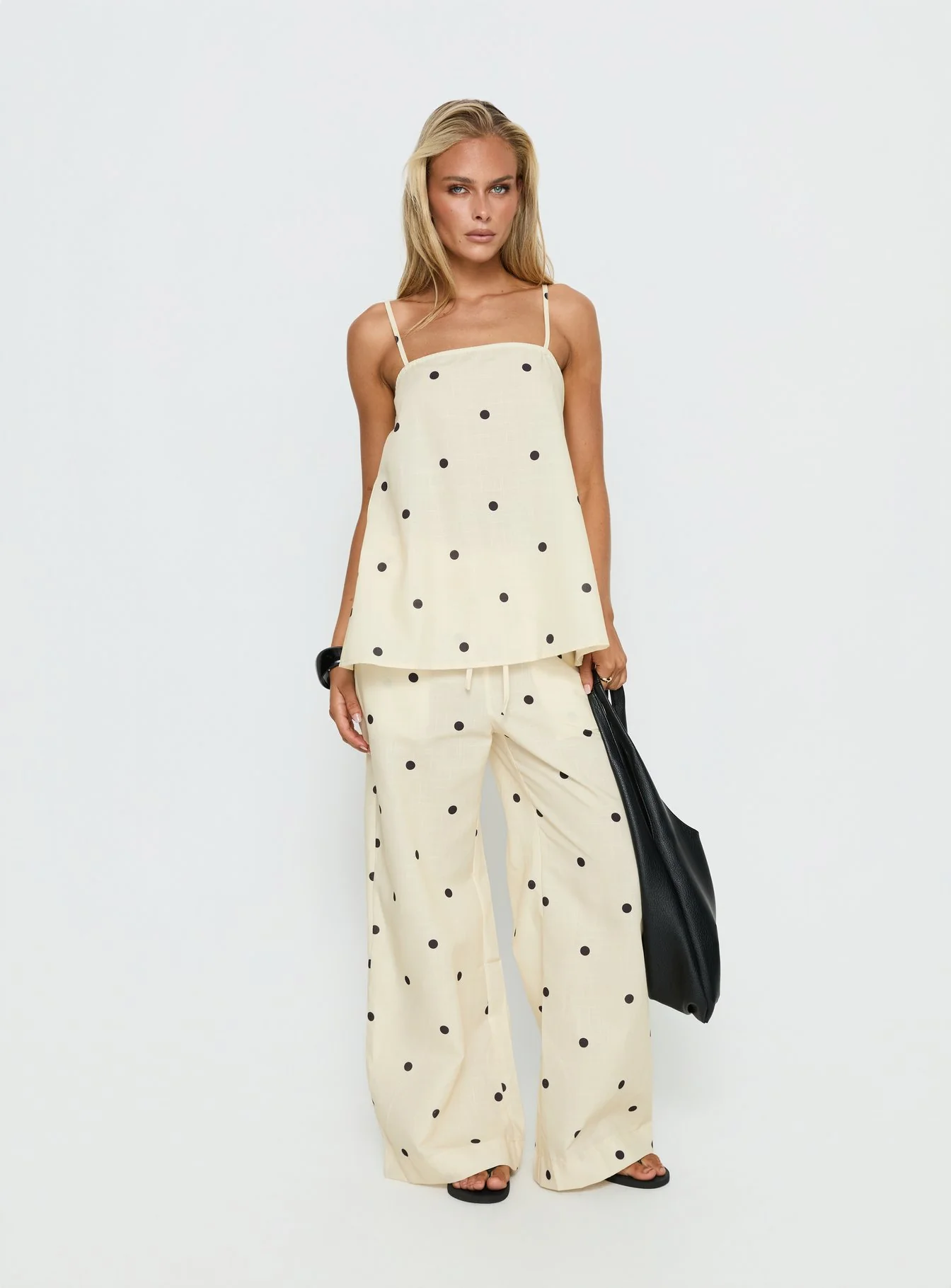 Bellara Tie Waist Pants Yellow Polka - Image 3