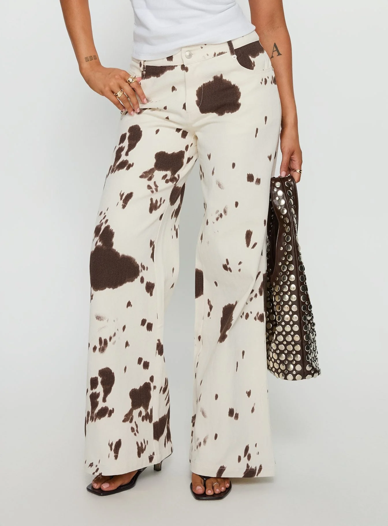 Big Dreamer Low Rise Straight Leg Jeans Cow Print - Image 2