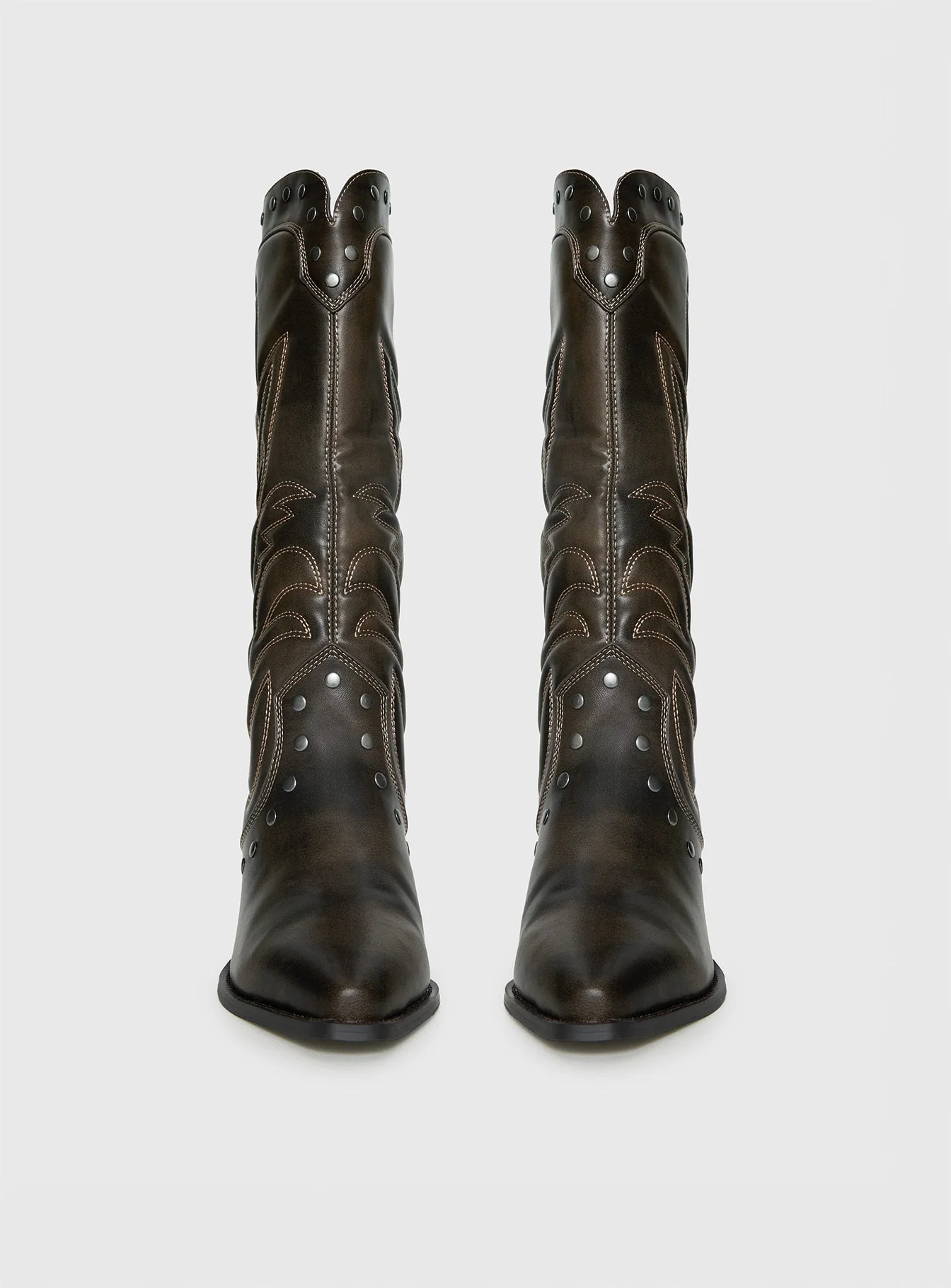 Billini Damica Cowboy Boots Washed Brown - Image 3