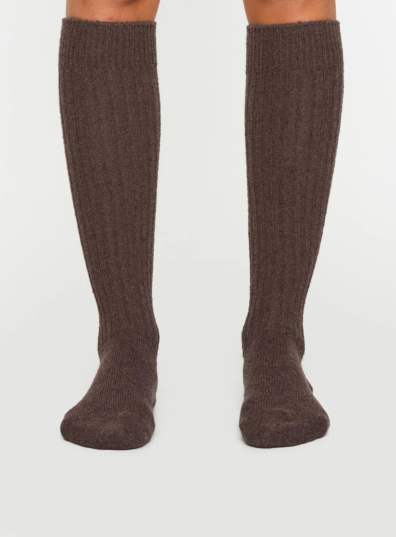 Boderline High Knee Ribbed Socks Chocolate - Image 2