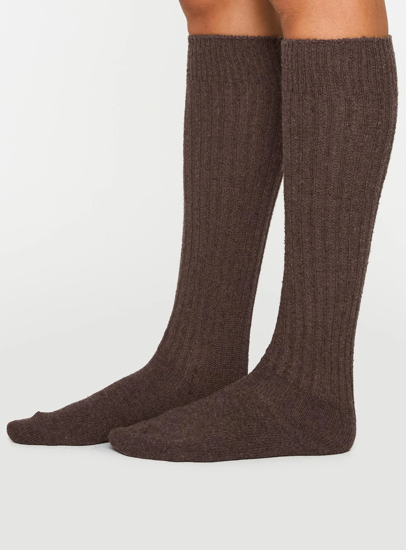 Boderline High Knee Ribbed Socks Chocolate - Image 3