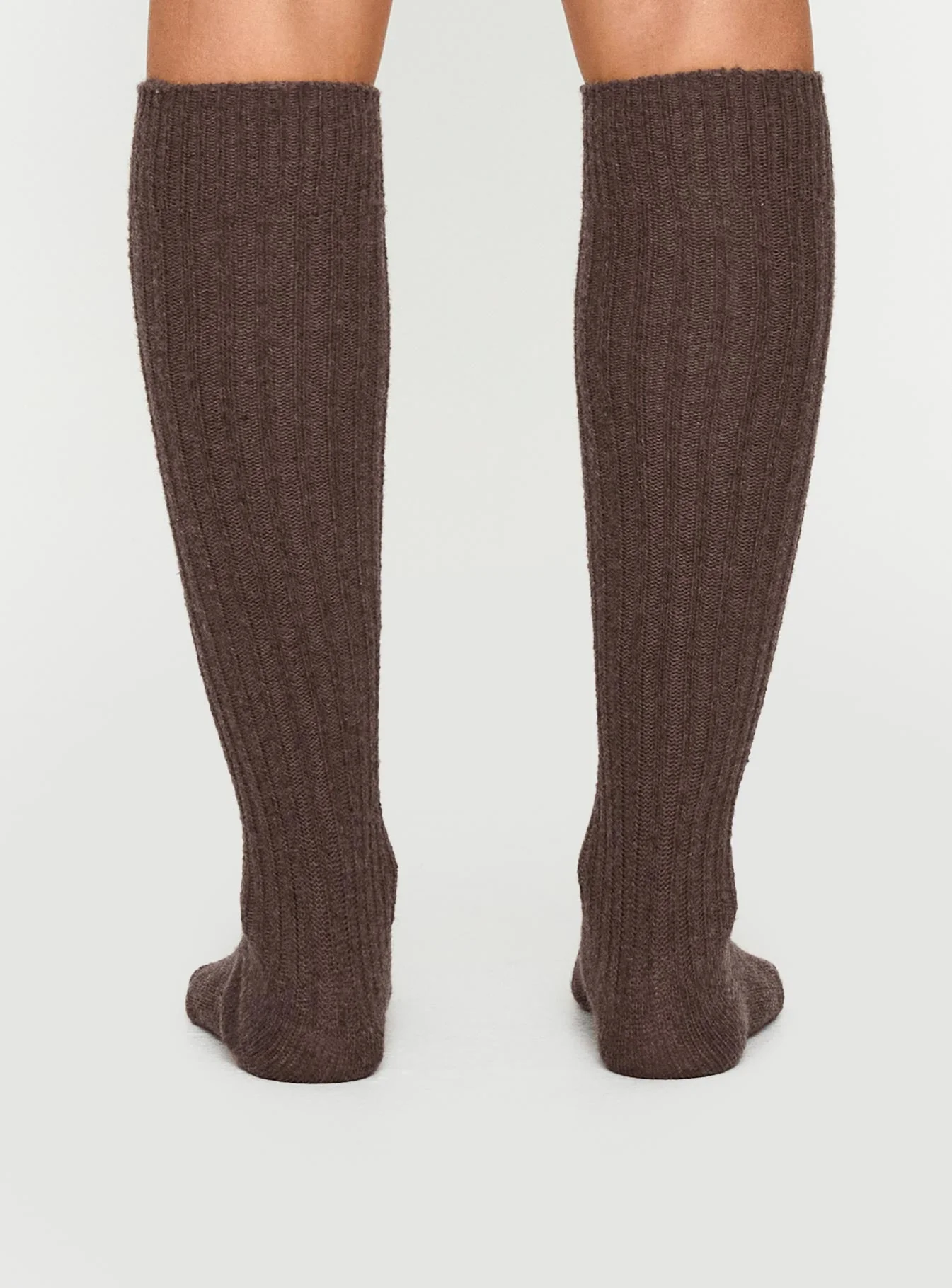 Boderline High Knee Ribbed Socks Chocolate - Image 4