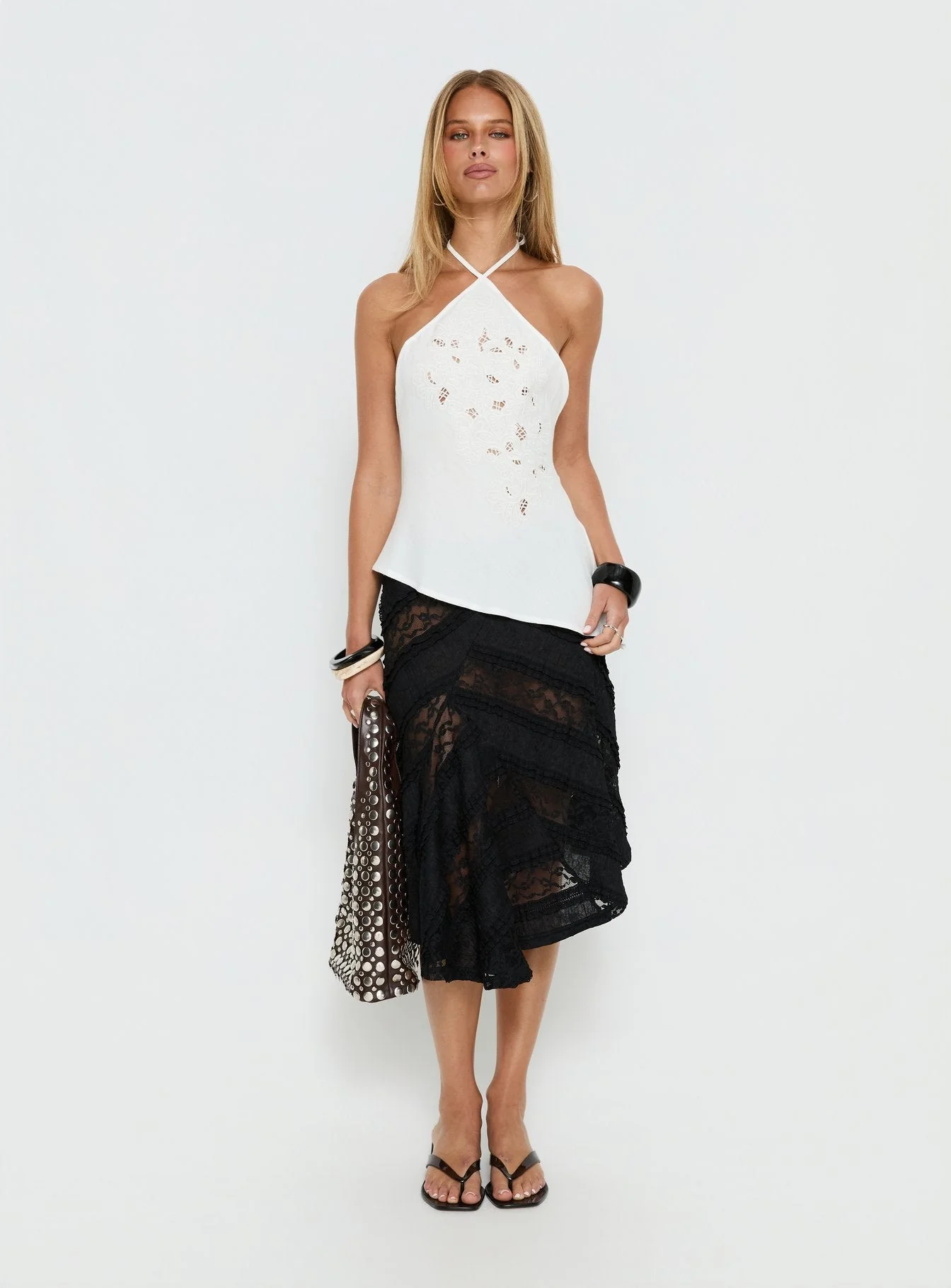 Bonanza Asymmetrical Halter Top White - Image 3