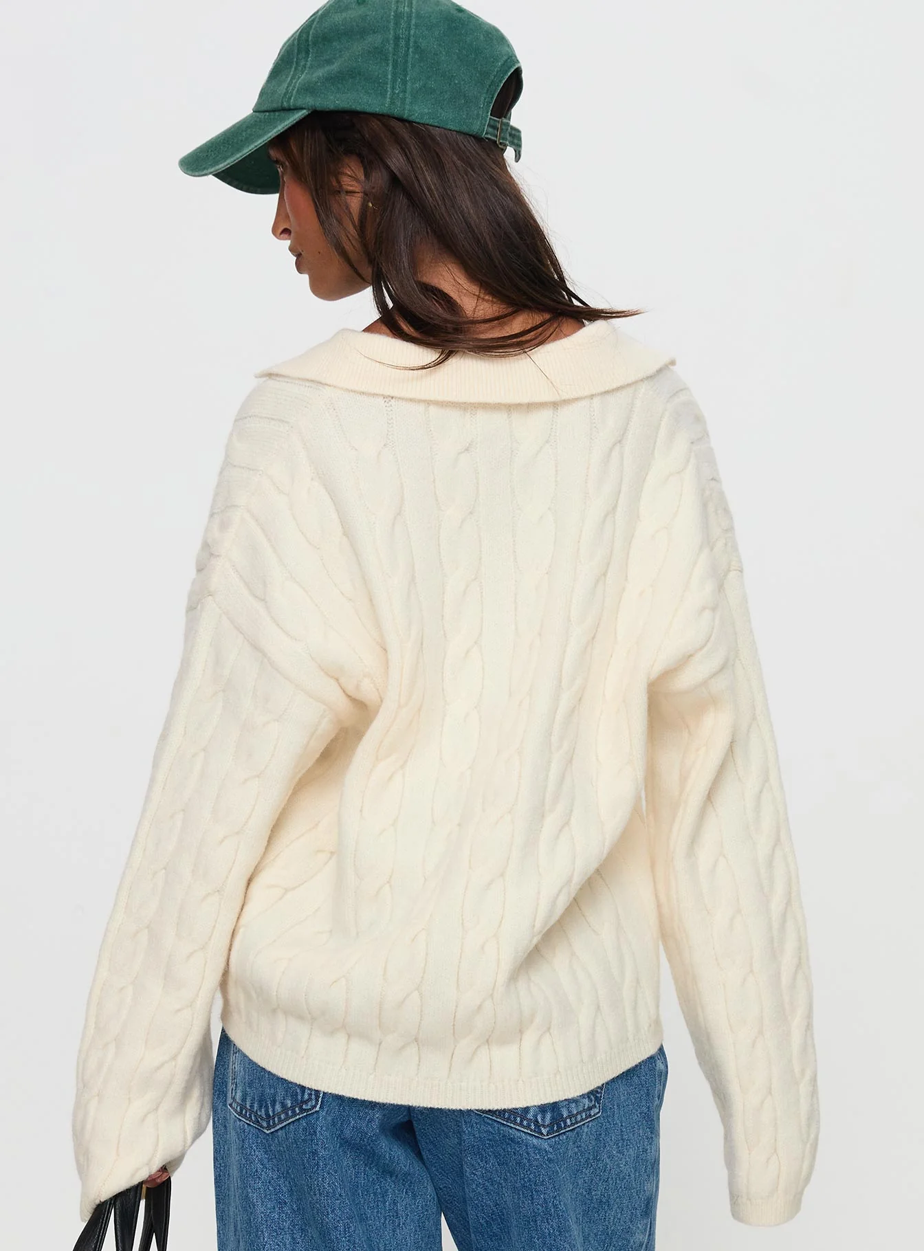 Brodey Collared Cable Knit Sweater Cream - Image 5
