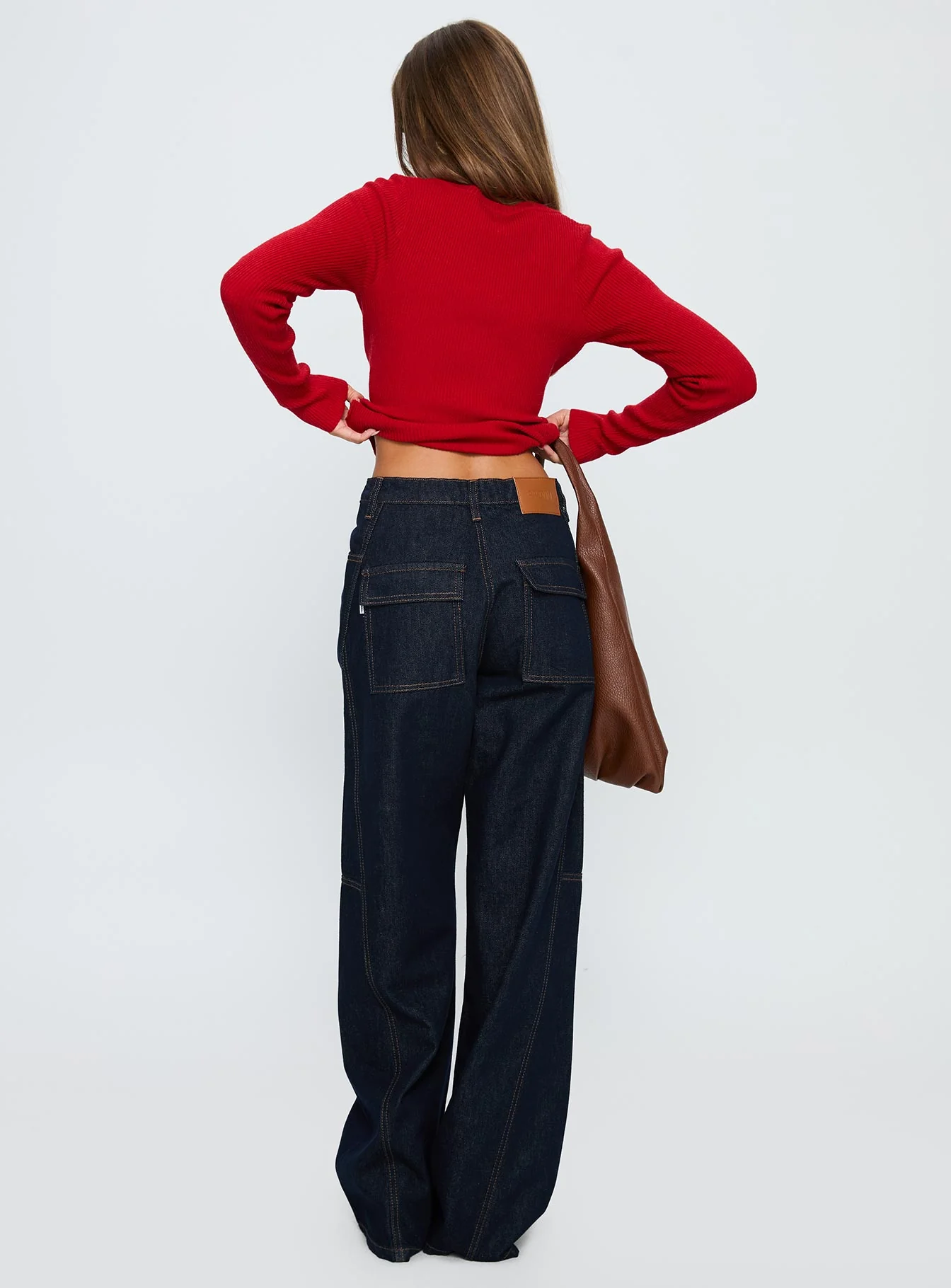 Bruiser Tie Waist Mid Rise Wide Leg Jeans Dark Indigo - Image 5