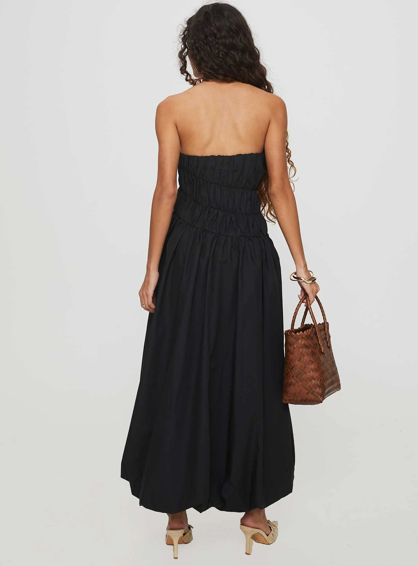 Brydie Bubble Hem Midi Dress Black - Image 5