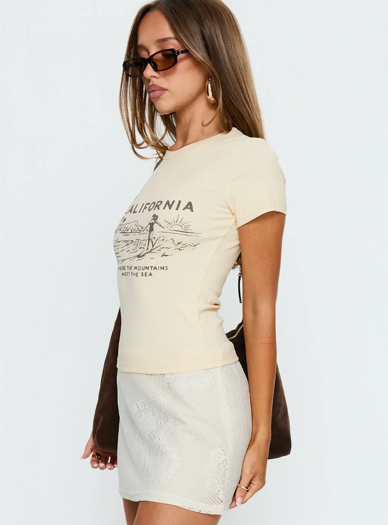 California Escape Graphic Baby Tee Cream - Image 4
