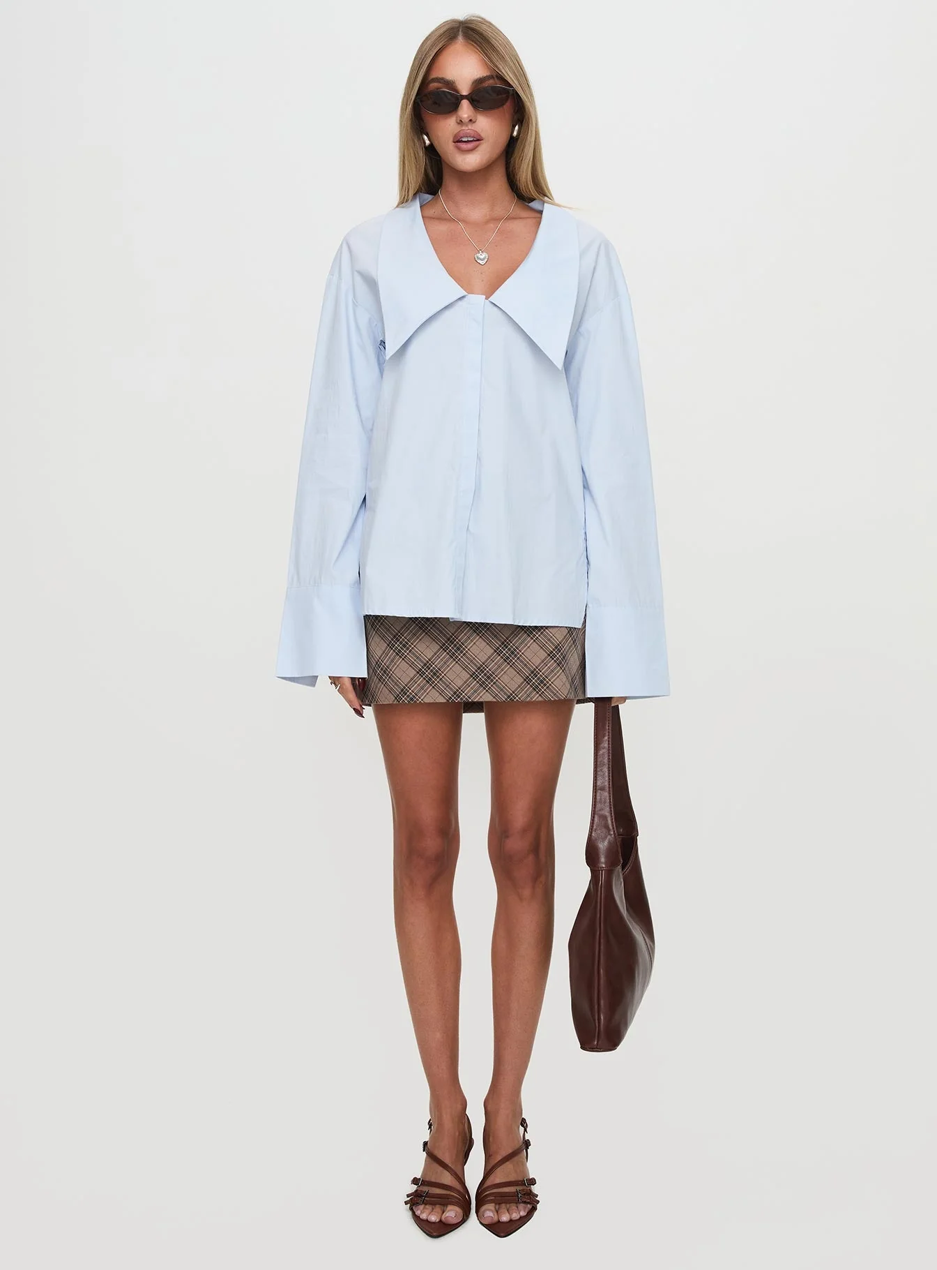 Calistoga Deep Collar Shirt Blue - Image 7