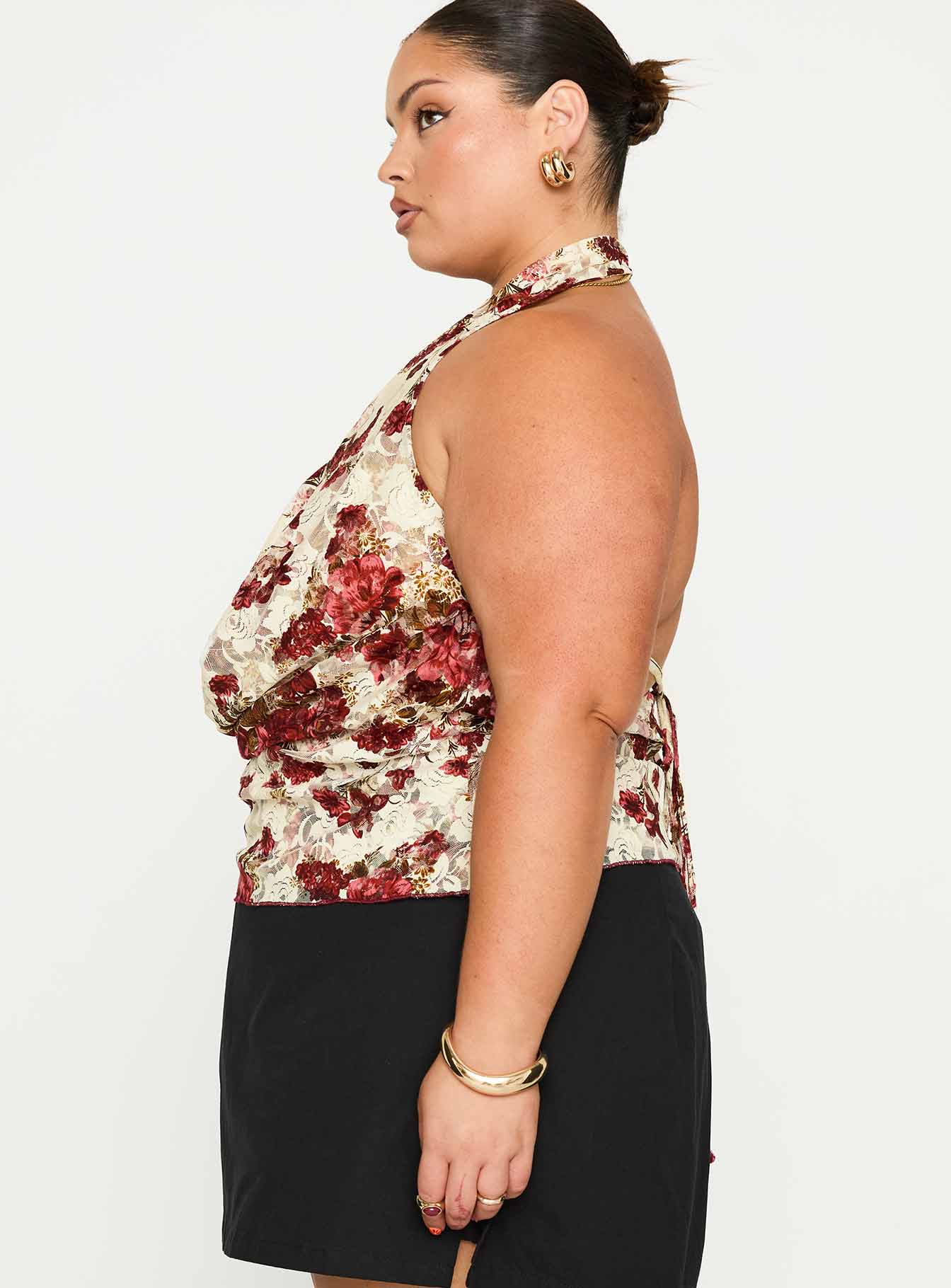 Capulet Halter Cowl Top Floral Curve - Image 4