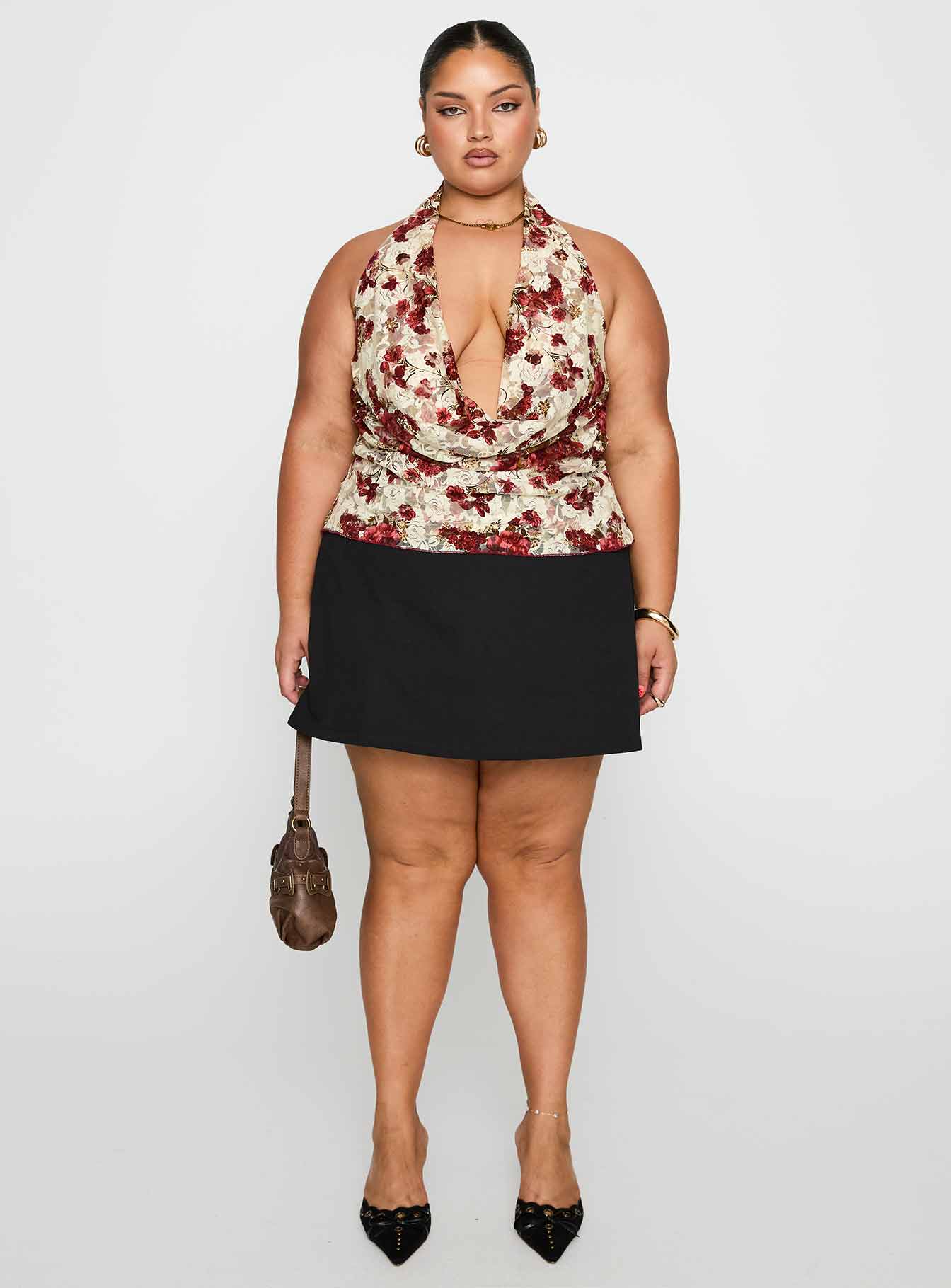 Capulet Halter Cowl Top Floral Curve - Image 7