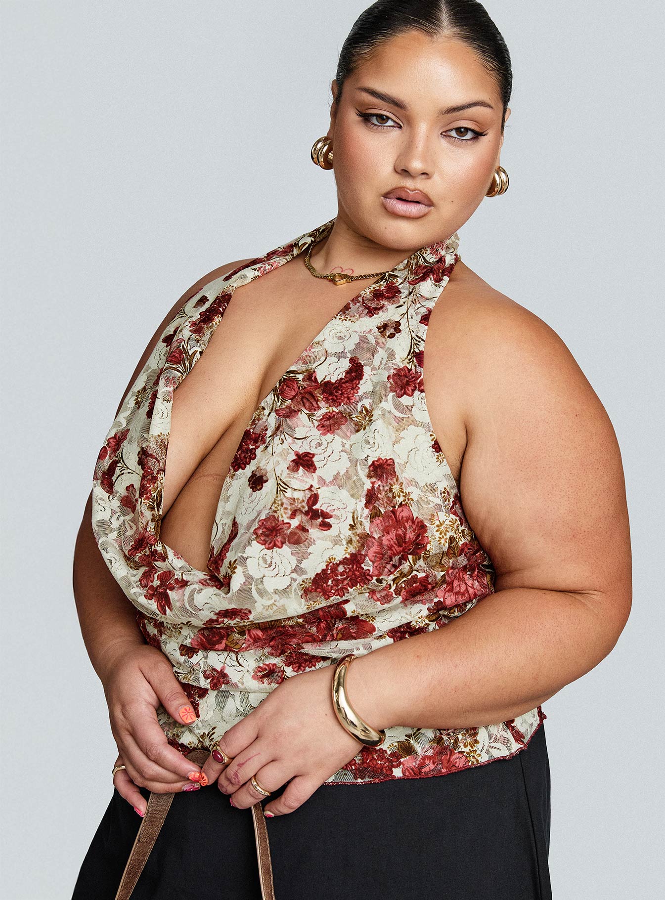 Capulet Halter Cowl Top Floral Curve - Image 9