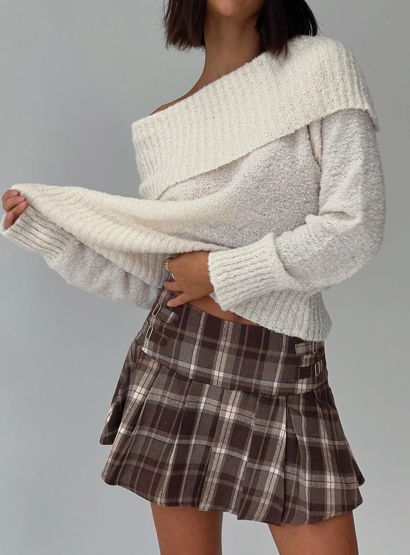 Cartwright Mini Skirt Brown Check - Image 12