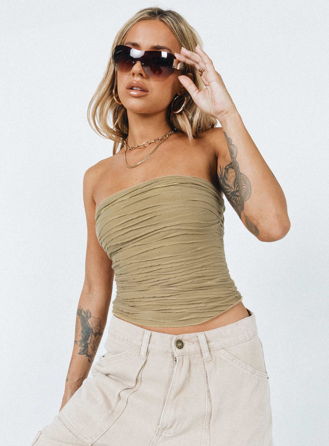 Cecile Strapless Top Mushroom - Image 6