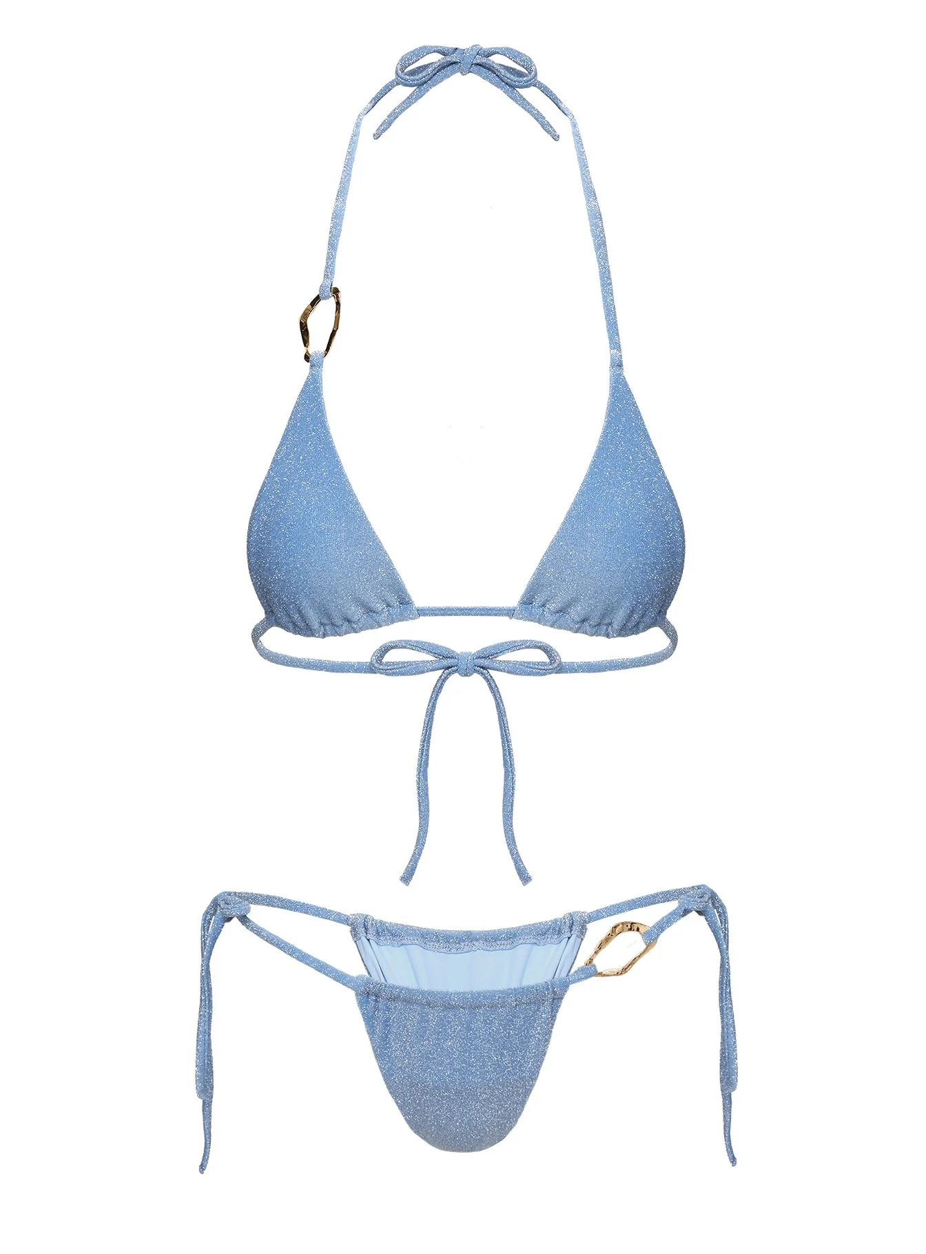 Centric Glitter Tie Side Bikini Bottom Blue - Image 5
