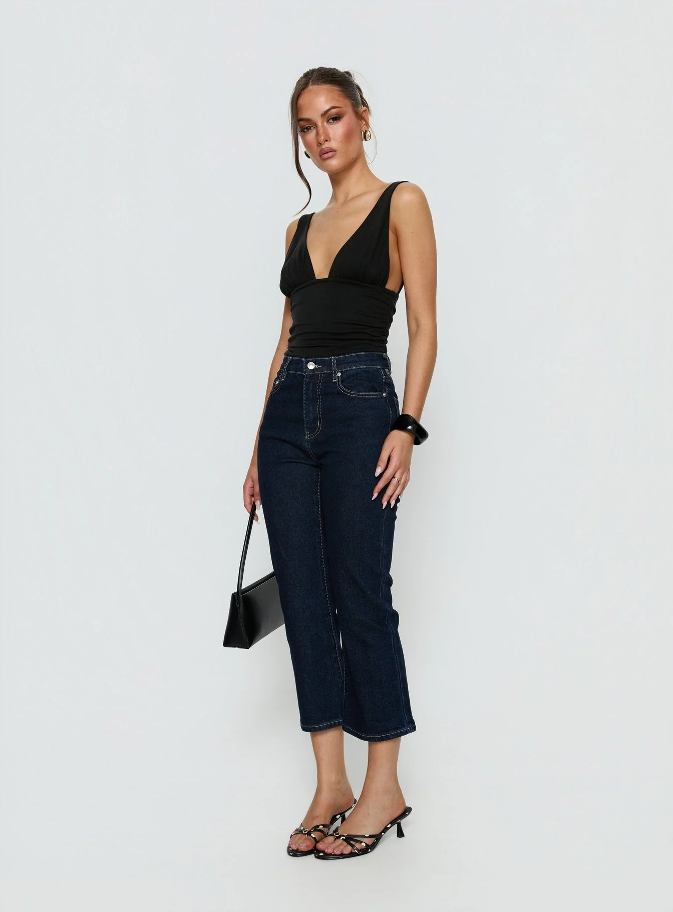 Cindee High Rise Cropped Jeans Raw Indigo - Image 4