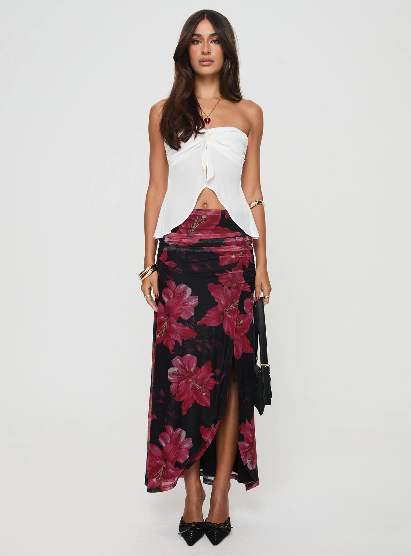Cooperi Maxi Skirt Black / Red Floral - Image 7