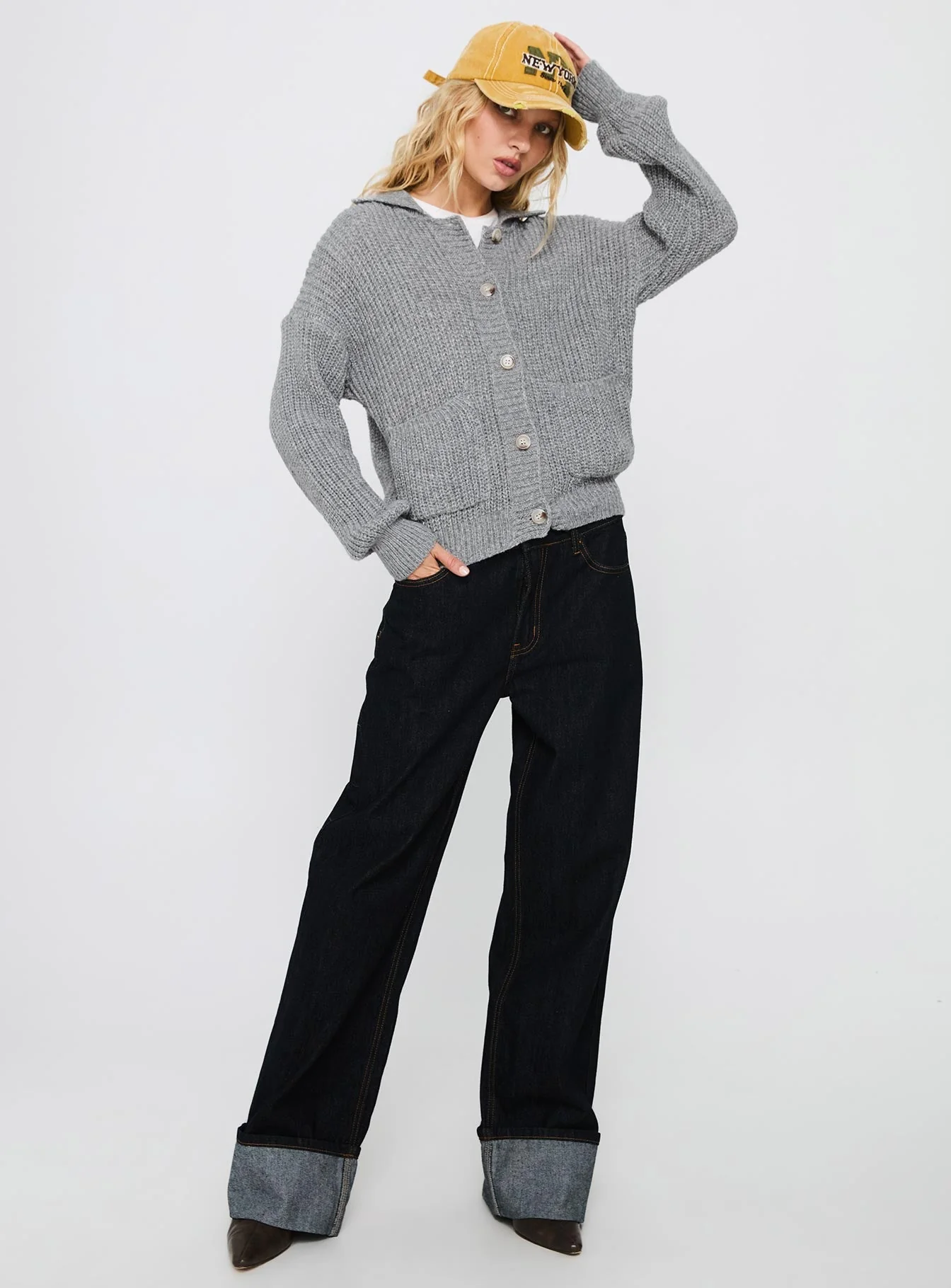 Darcel Button Up Knit Cardigan Grey - Image 2
