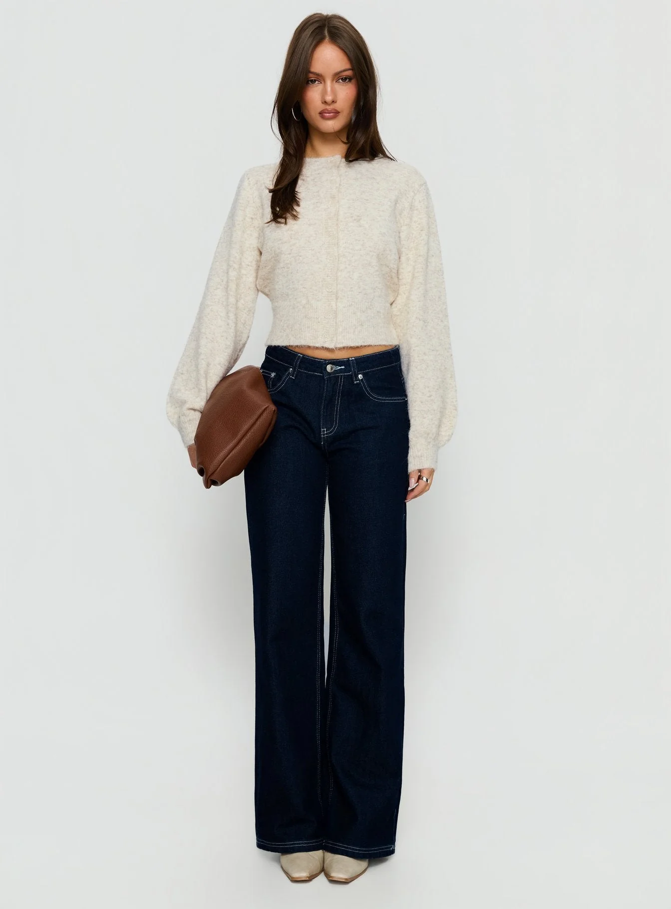 Dawsen Button Down Cardigan Cream - Image 7