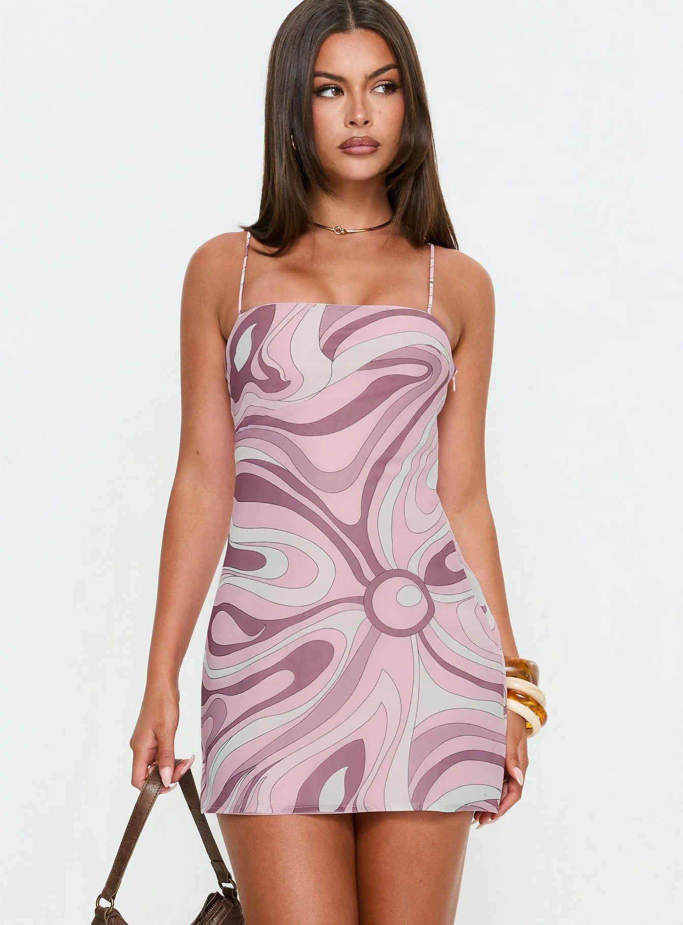 Disco Queen Mini Dress Pink Abstract - Image 2