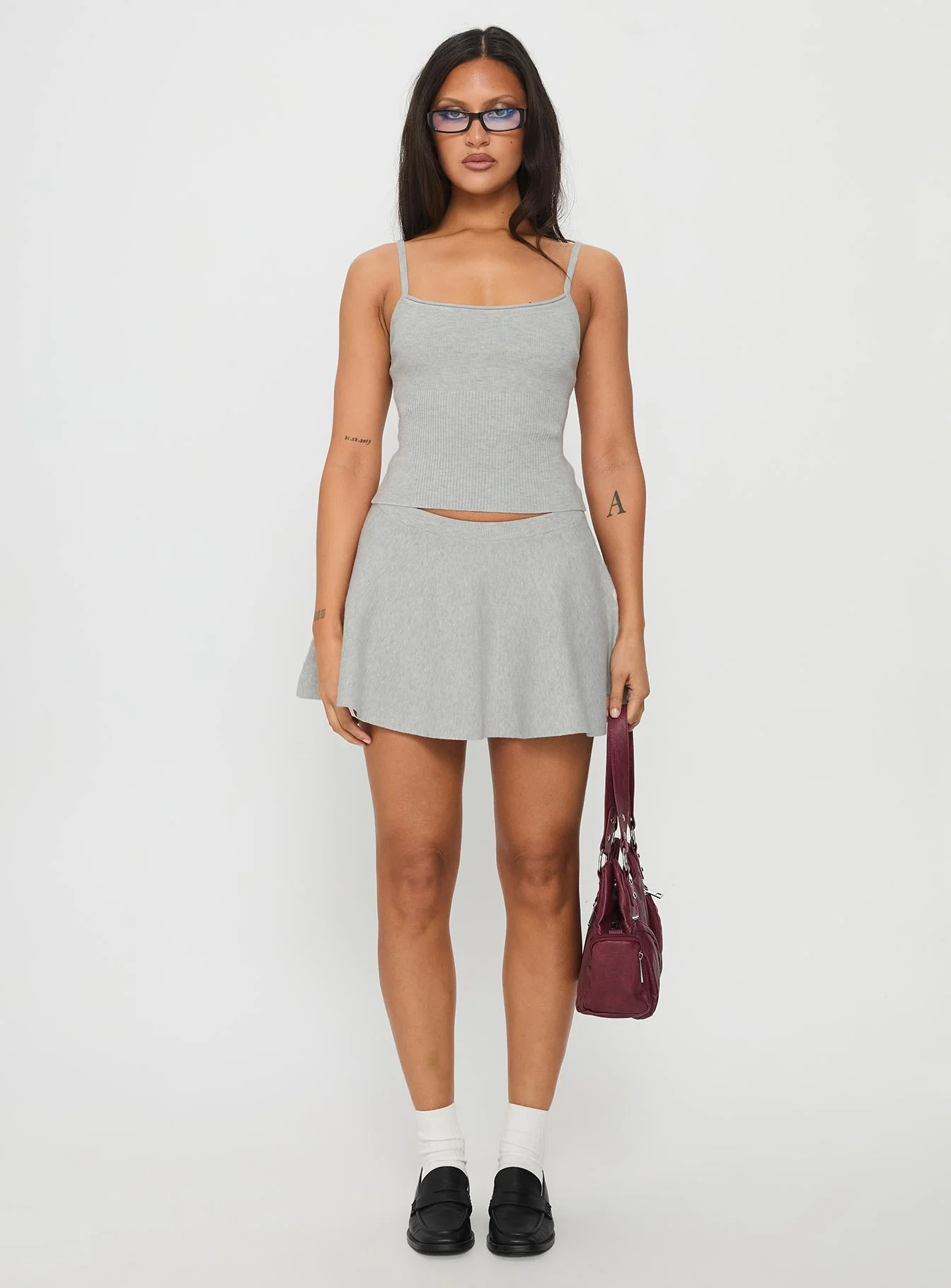 Juni Knit Cami Top Grey Marle - Image 7