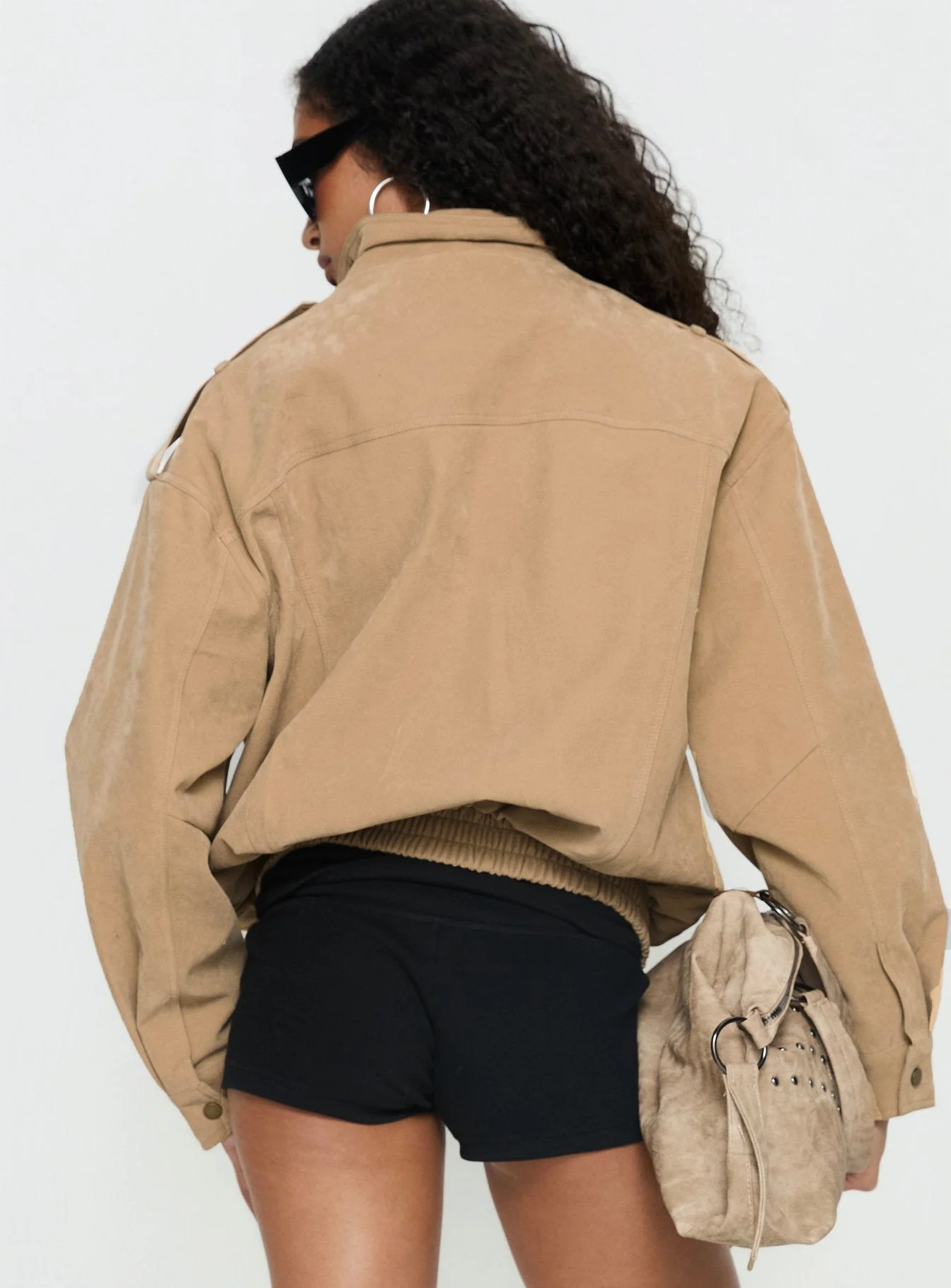 Double Life Funnel Neck Cargo Jacket Beige - Image 5