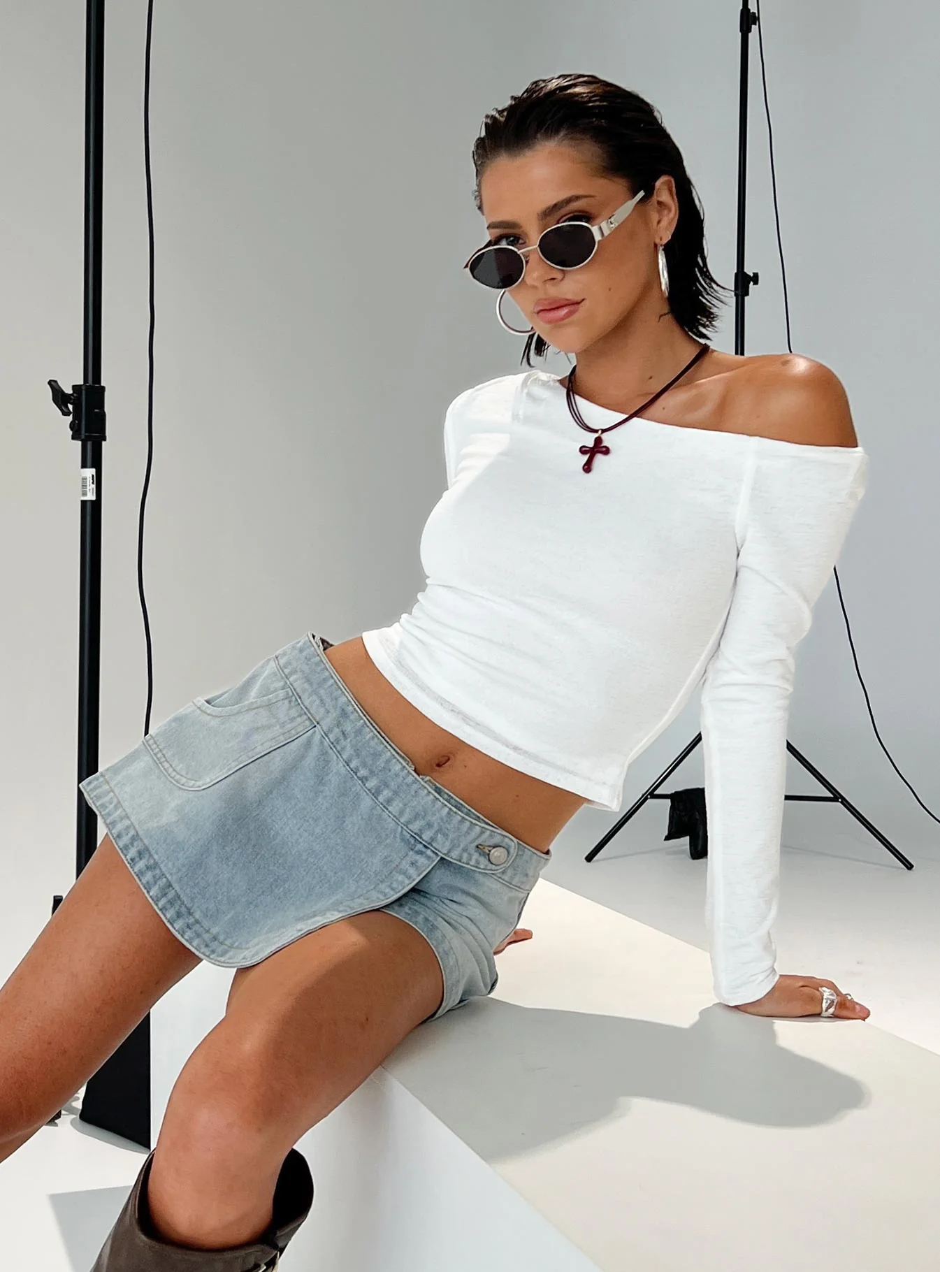 Down For The Ride Denim Skort Light Wash - Image 8