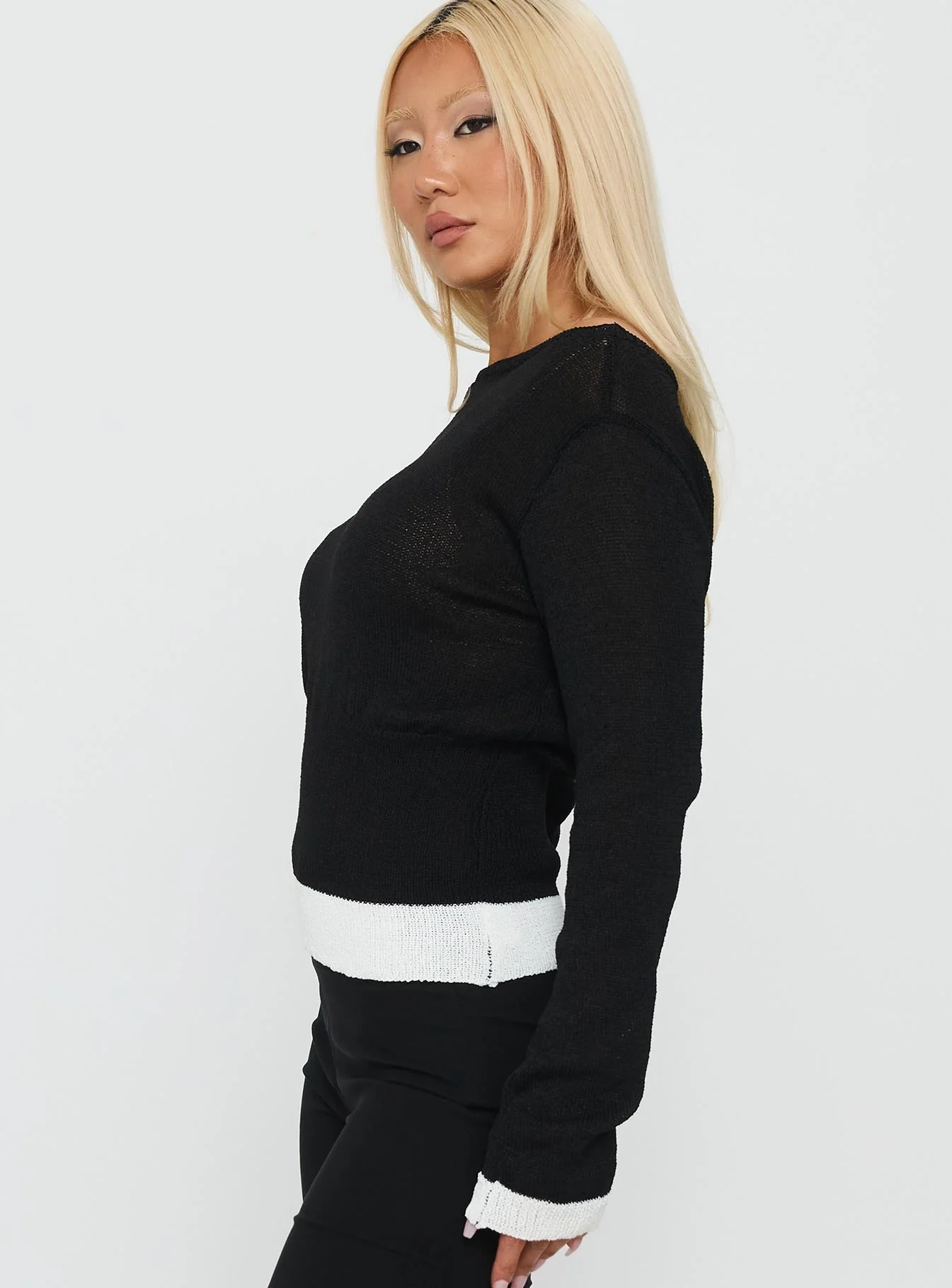 Dresano Wide Neck Knit Sweater Black / White - Image 4