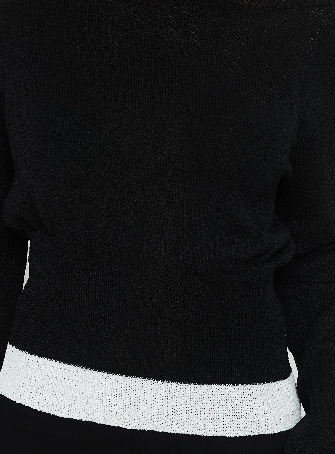 Dresano Wide Neck Knit Sweater Black / White - Image 6
