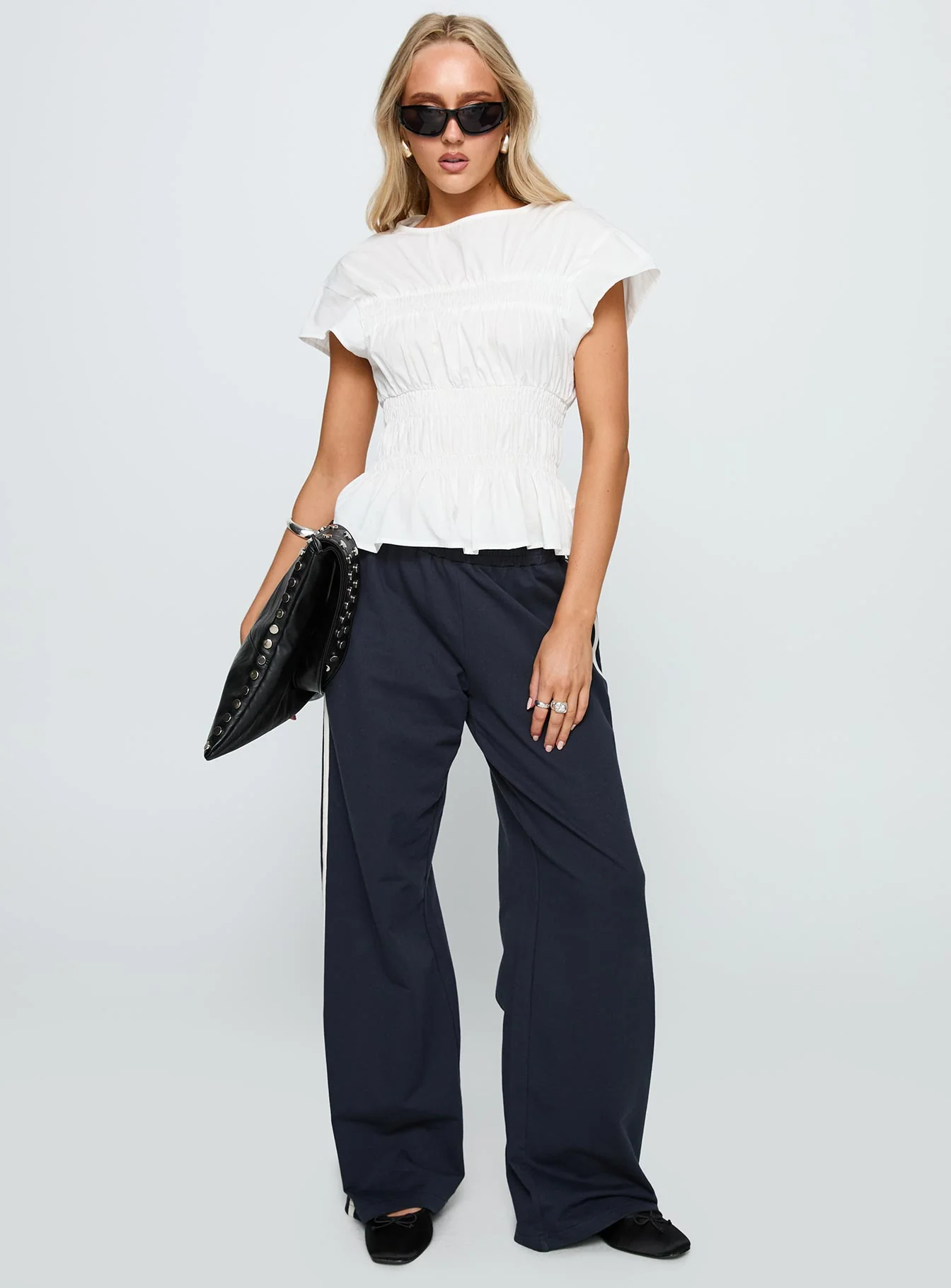 Dripping Diamonds Ruched Top White - Image 3