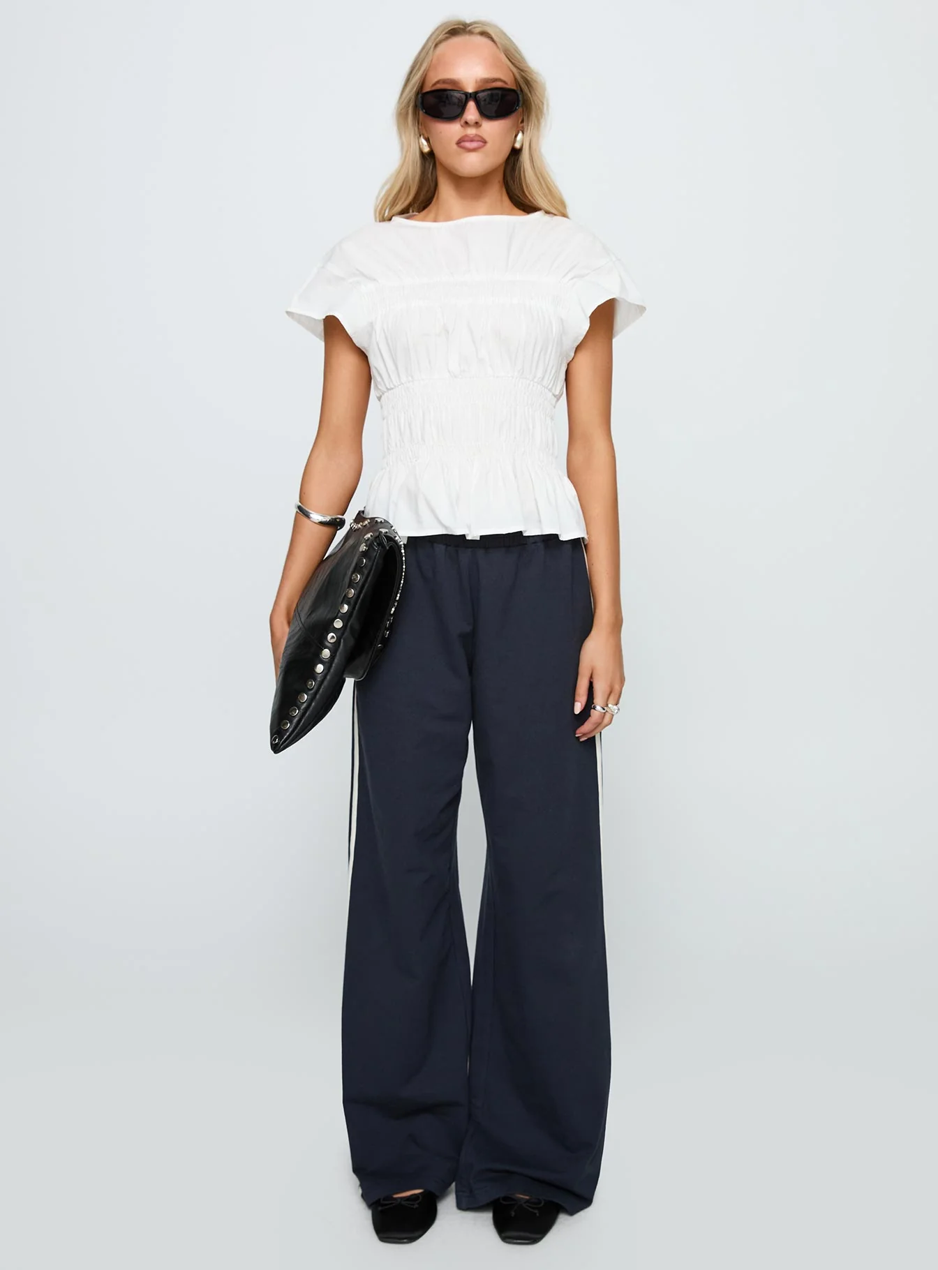 Dripping Diamonds Ruched Top White - Image 7